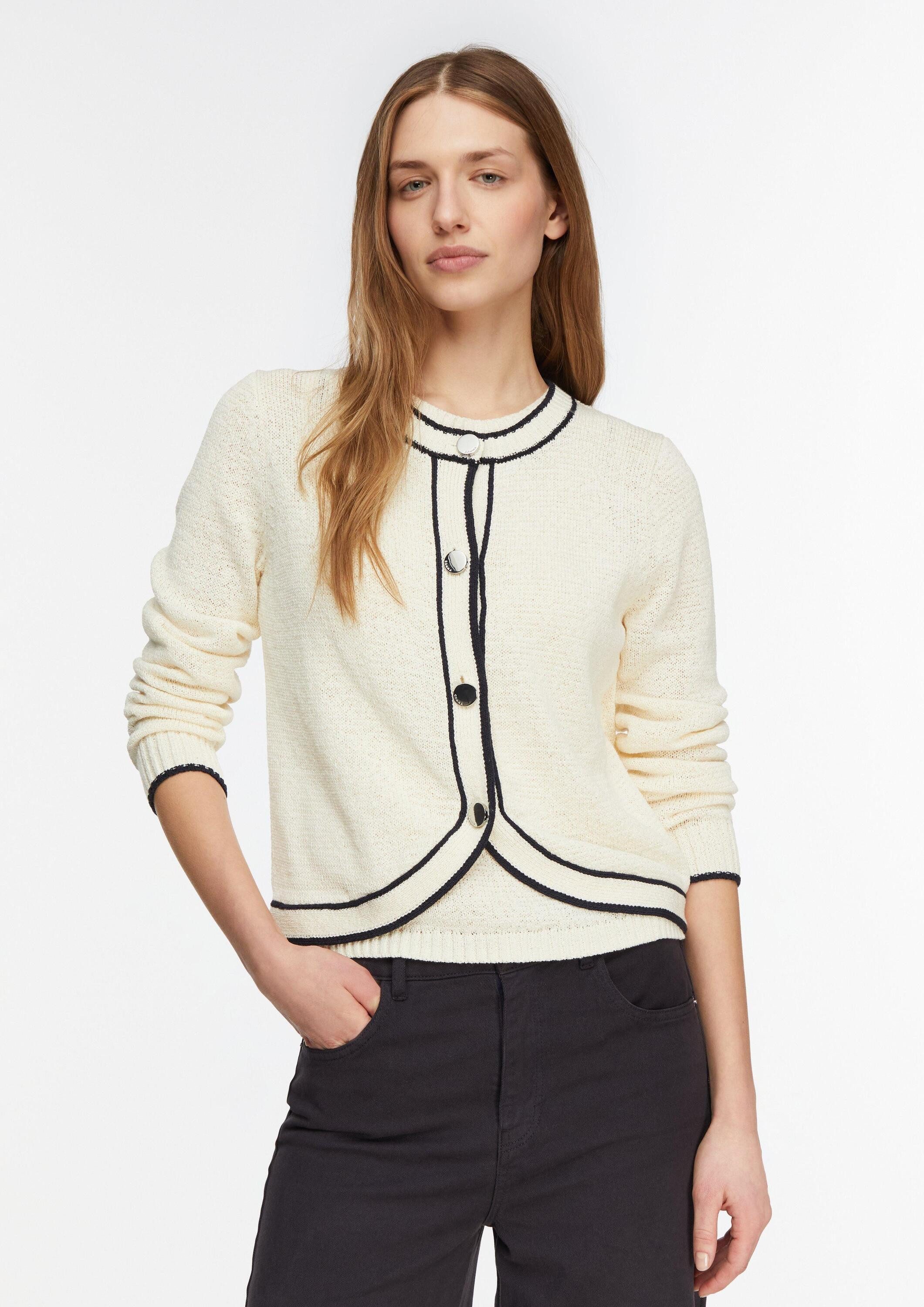 comma Cardigan Strickjacke Strickjacke mit Kontrastabschlüssen