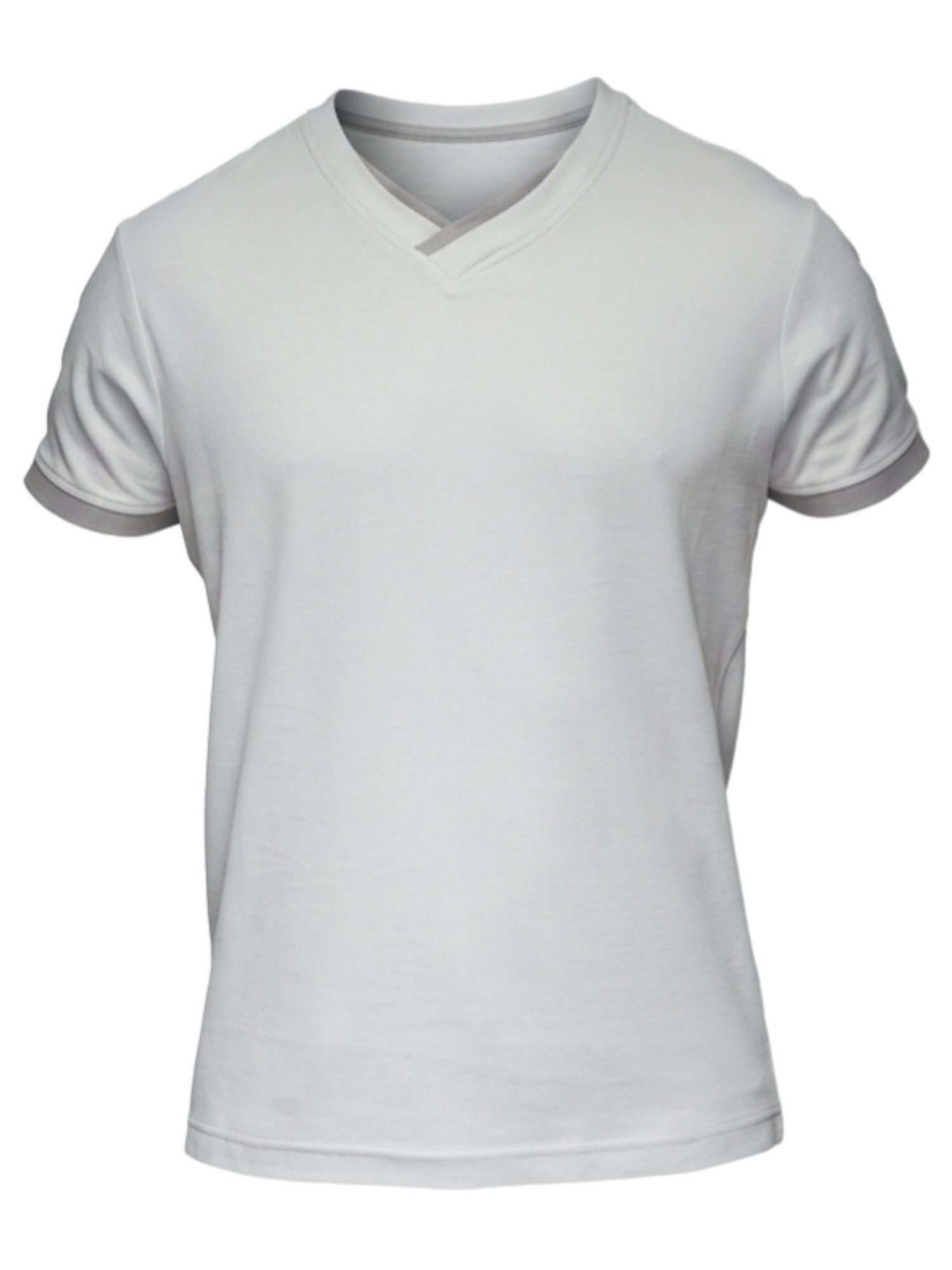 OMBRE T-Shirt Herren-T-Shirt mit kontrastierenden Einsätzen und V-Ausschnitt