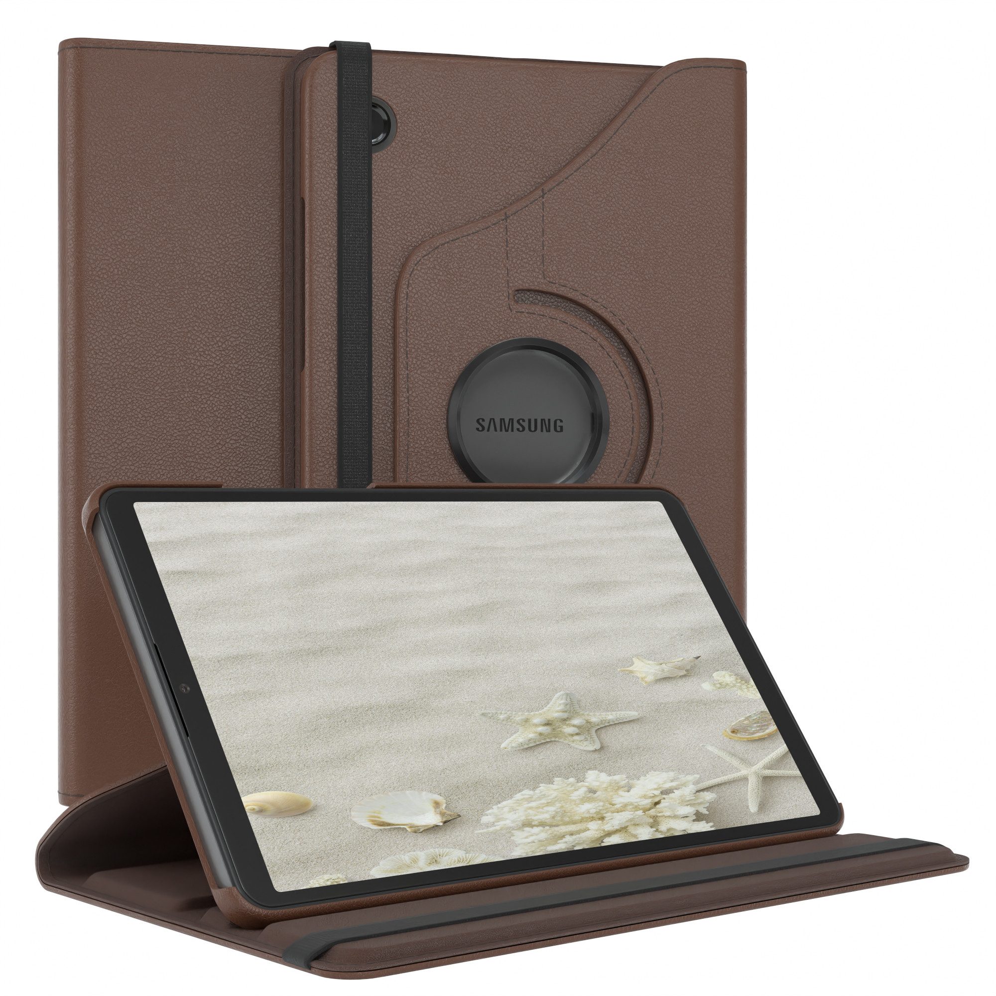 EAZY CASE Tablet-Hülle Rotation Case für Galaxy Tab A9 Rotationcase 8,7 Zoll, Schutztasche Tablet Case 360 Rotation Bookcover zum Aufstellen Braun