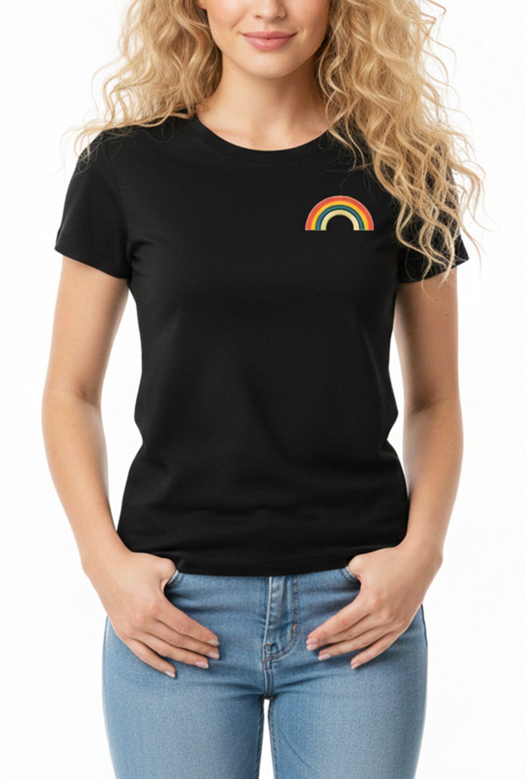 MAKAYA Print-Shirt mit Regenbogen Damen Vintage Regenbogenfarben Rainbow To günstig online kaufen