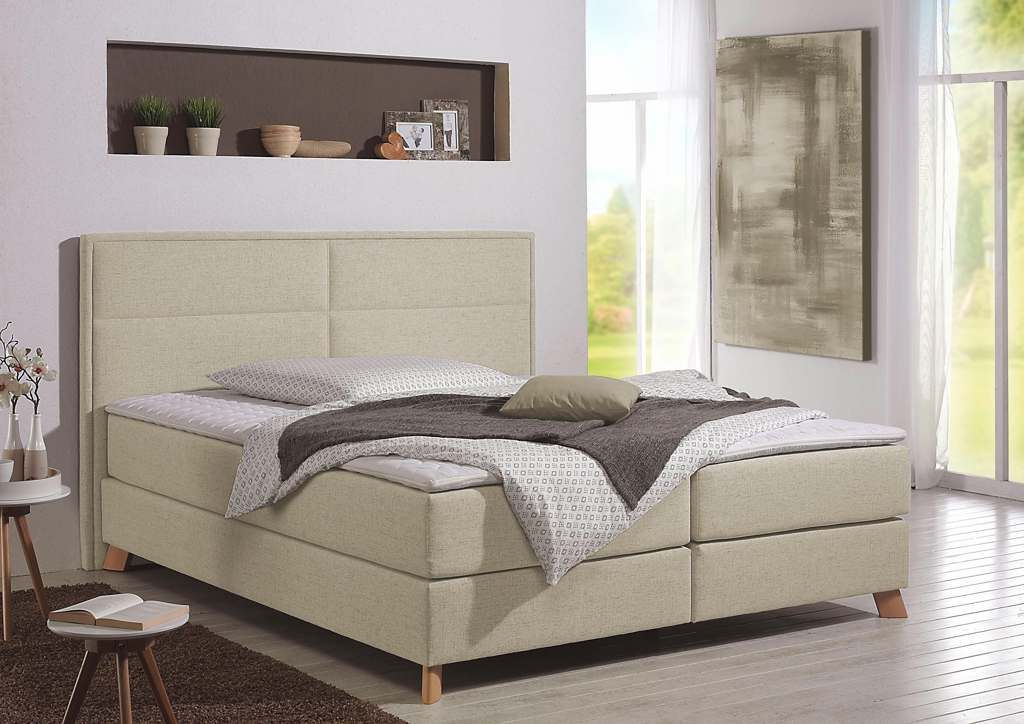 Home affaire Boxspringbett Caria, in 5 Breiten, 3 Matratzen-Ausführungen, 2 Härtegraden, Topper