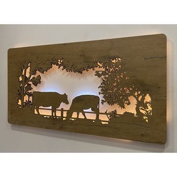 WohndesignPlus LED-Bild LED-Wandbild "Kühe" 120cm x 60cm mit 230V, Tiere, DIMMBAR! Viele Größen und verschiedene Dekore sind möglich.