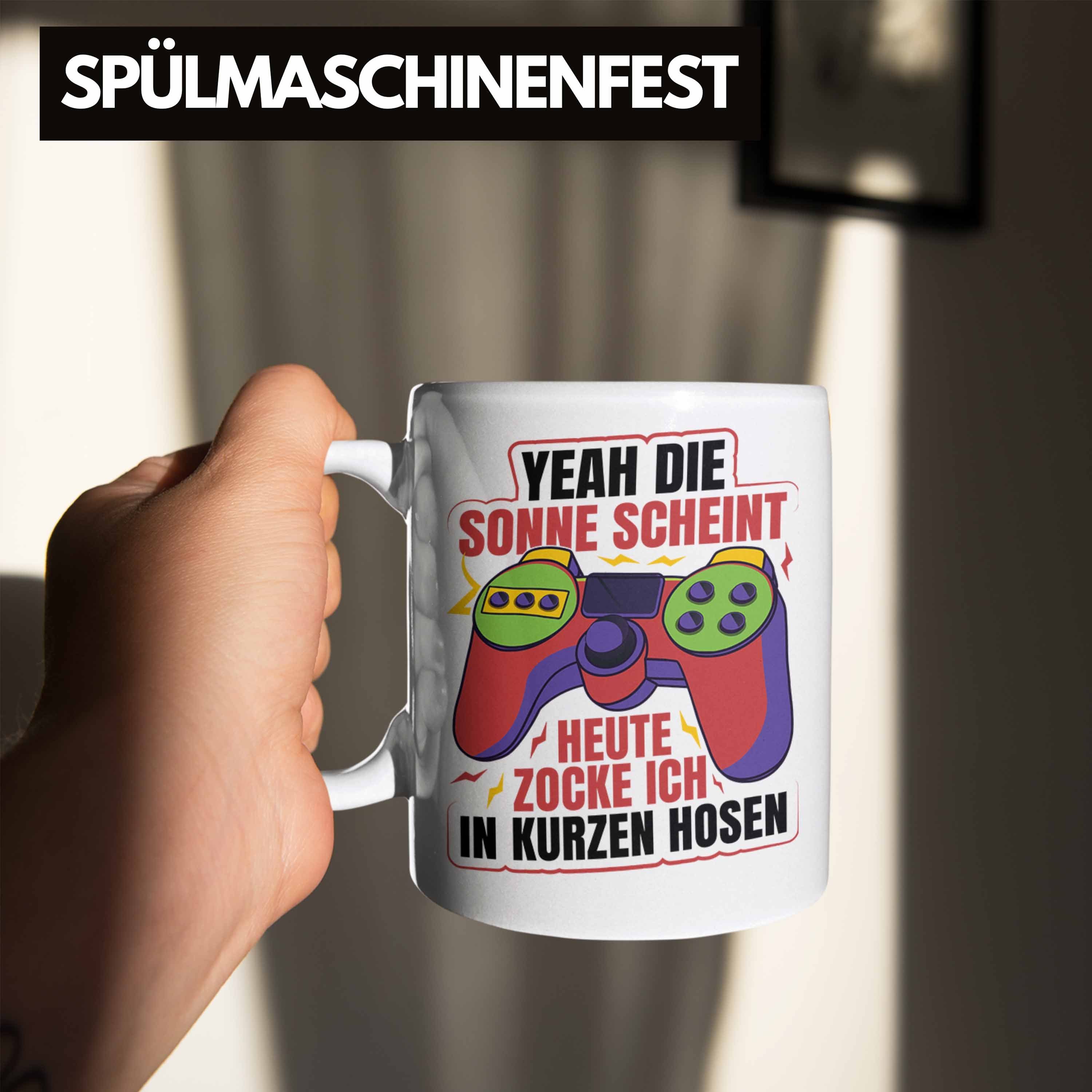 Trendation Tasse - Geschenkidee Geschenk Weiss Lustige Tasse Trendation Yeah Die Sonne Geburtstag Gamer Scheint Zocker Gamergirl Gamer