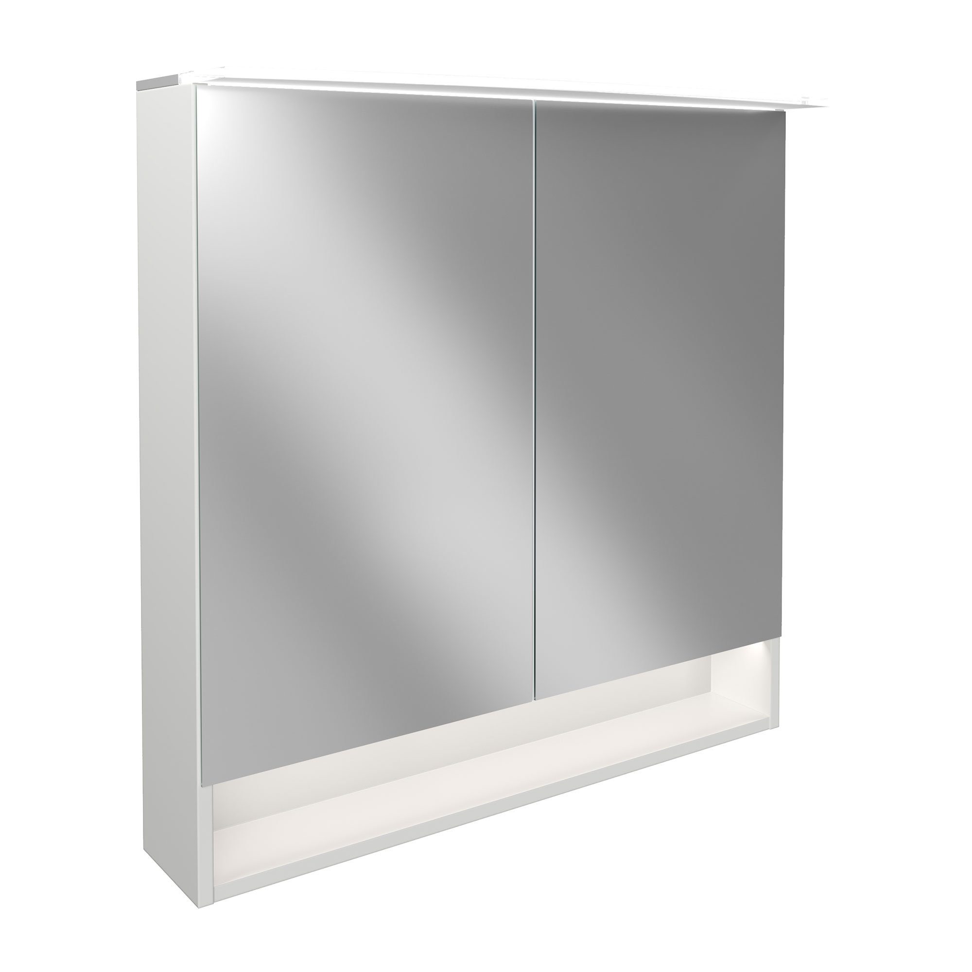 FACKELMANN Badezimmerspiegelschrank B.Style LED Spiegelschrank 80 cm Korpusfarbe: Weiß Glanz