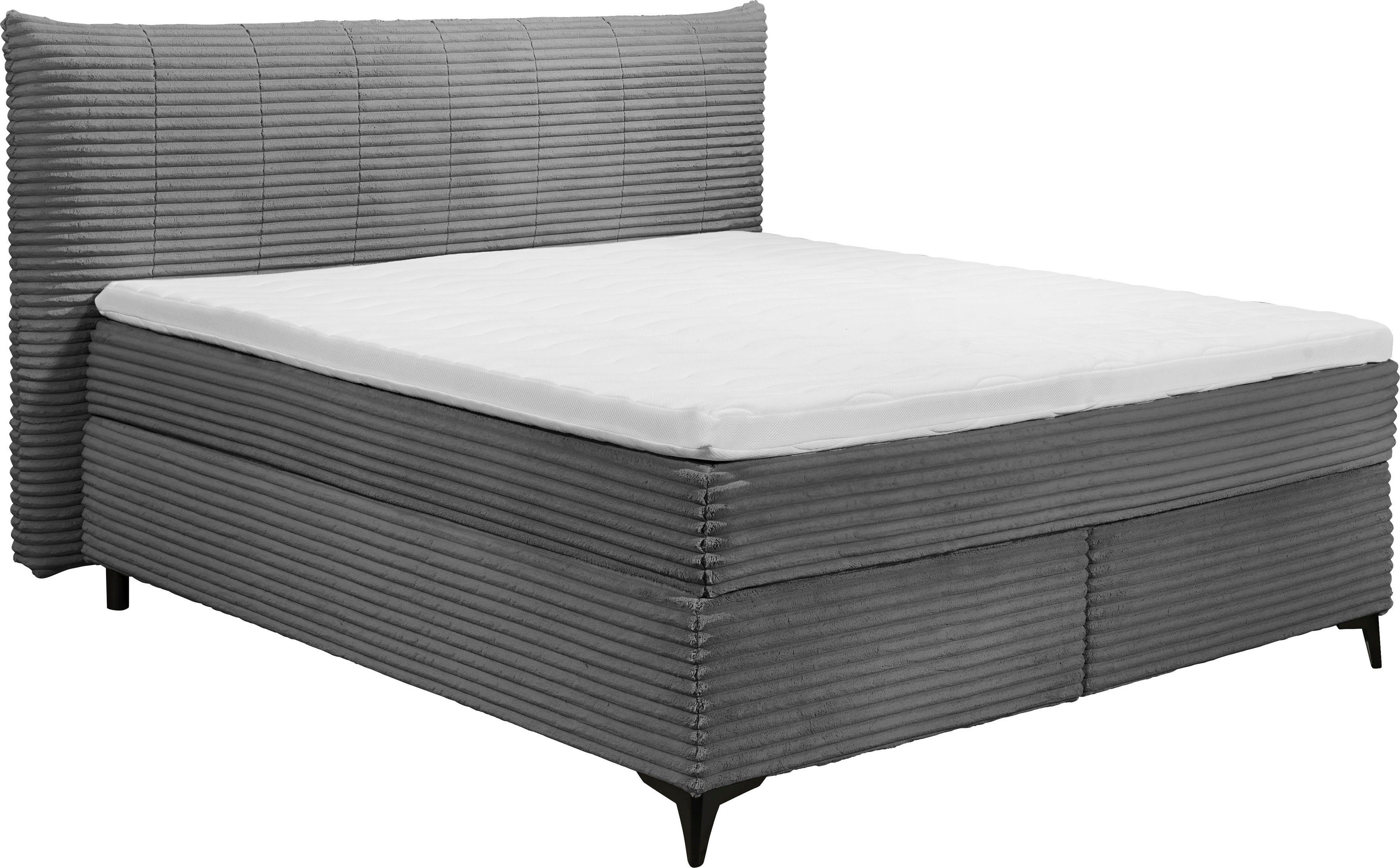 ED EXCITING DESIGN Boxspringbett Seattle, harte Seite mit Kokosmatte, weiche Seite mit Filzabdeckung
