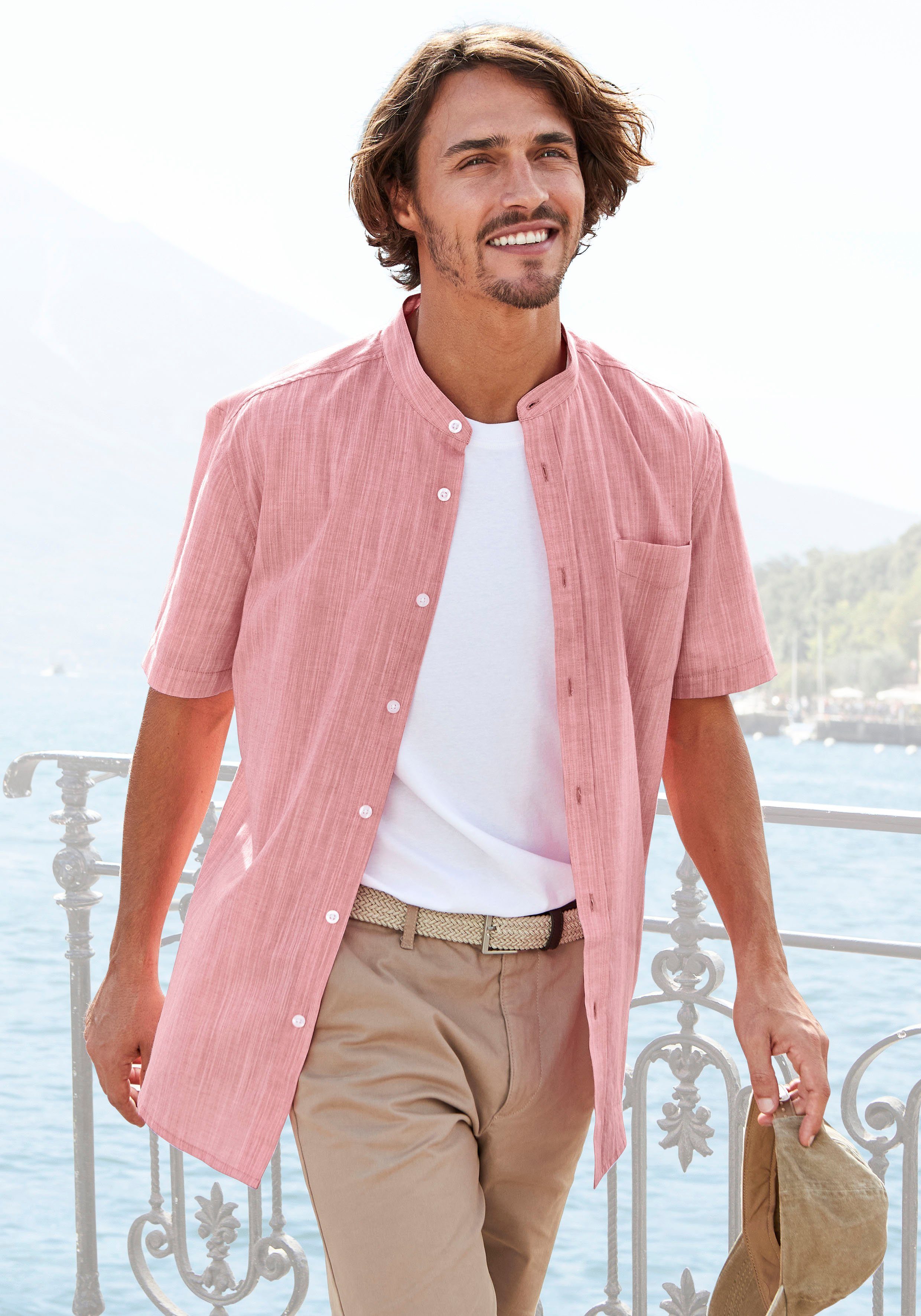 H.I.S Kurzarmhemd Regular Fit, Stehkragenhemd mit Brusttasche, reine Baumwo günstig online kaufen