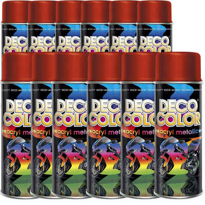 DECO COLOR Sprühlack 12er Sparpack Metallic Lackspray 400ml Farbe frei wählbar