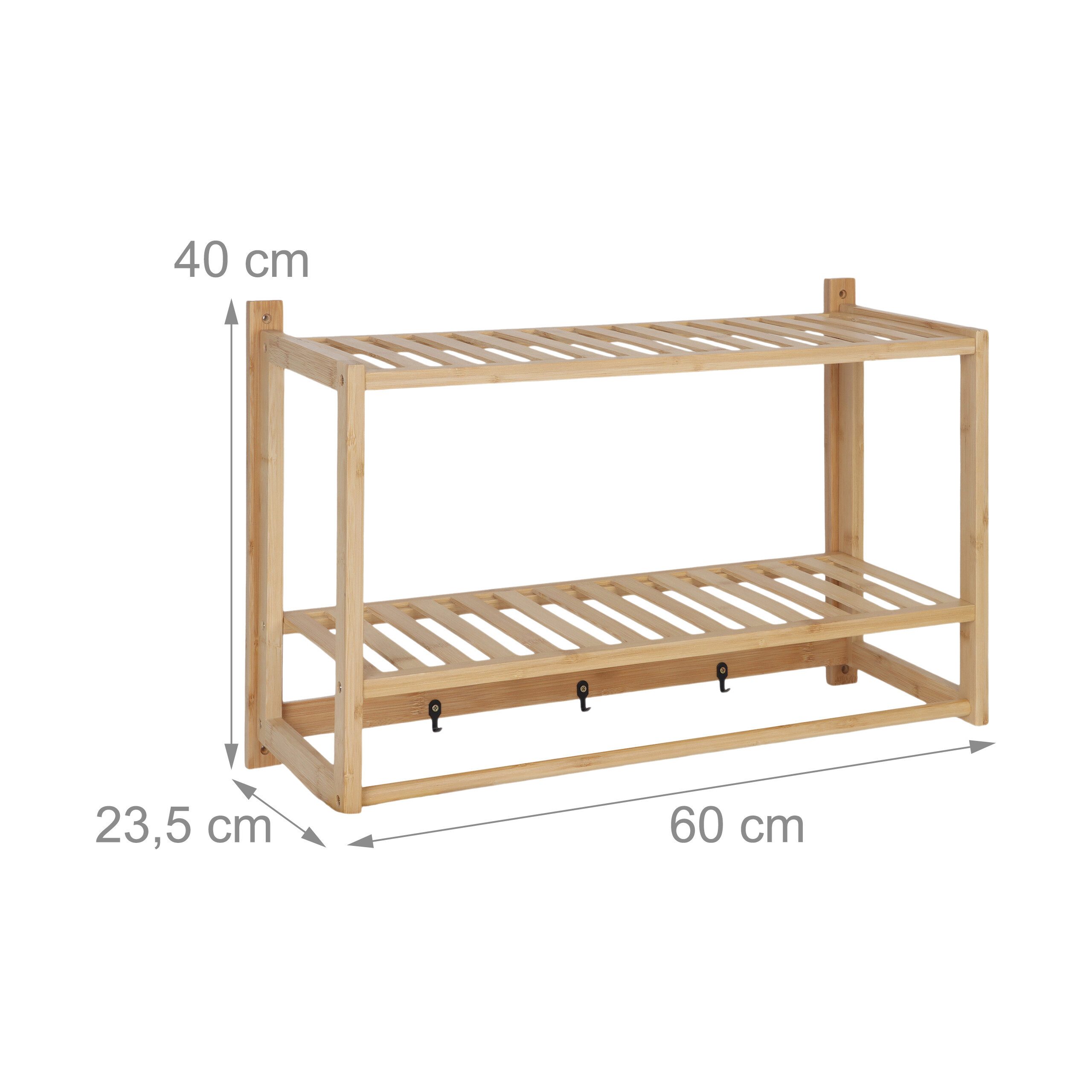 relaxdays Wandregal Bad mit Haken & Handtuchstange, 1-tlg. – Bild 4 von 5