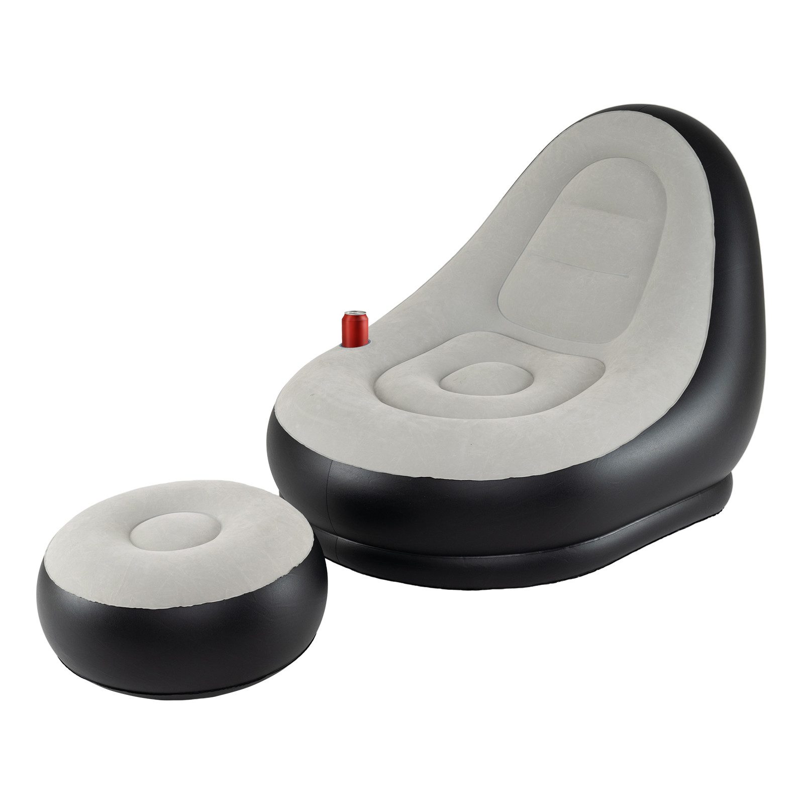 COSTWAY Luftsofa, (2-tlg), Sessl aufblasbar mit Ottomane, beflockt-Oberfläche