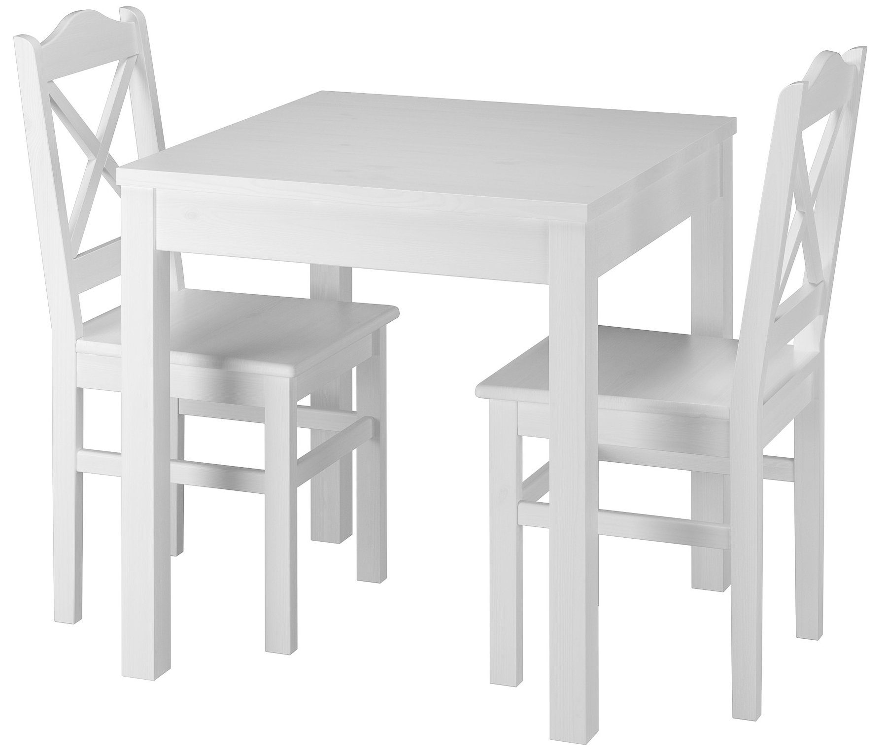 Tisch ERST-HOLZ Kiefer und Massivholz waschweiß Weiße 2 Stühle Essgruppe Essgruppe mit