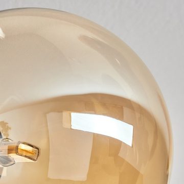 hofstein Deckenleuchte Deckenlampe aus Metall/Glas in Schwarz/Rauchfarben/Bernsteinfarben, ohne Leuchtmittel, Leuchte im Retro-Design aus Glas, 6 x G9 LED, ohne Leuchtmittel