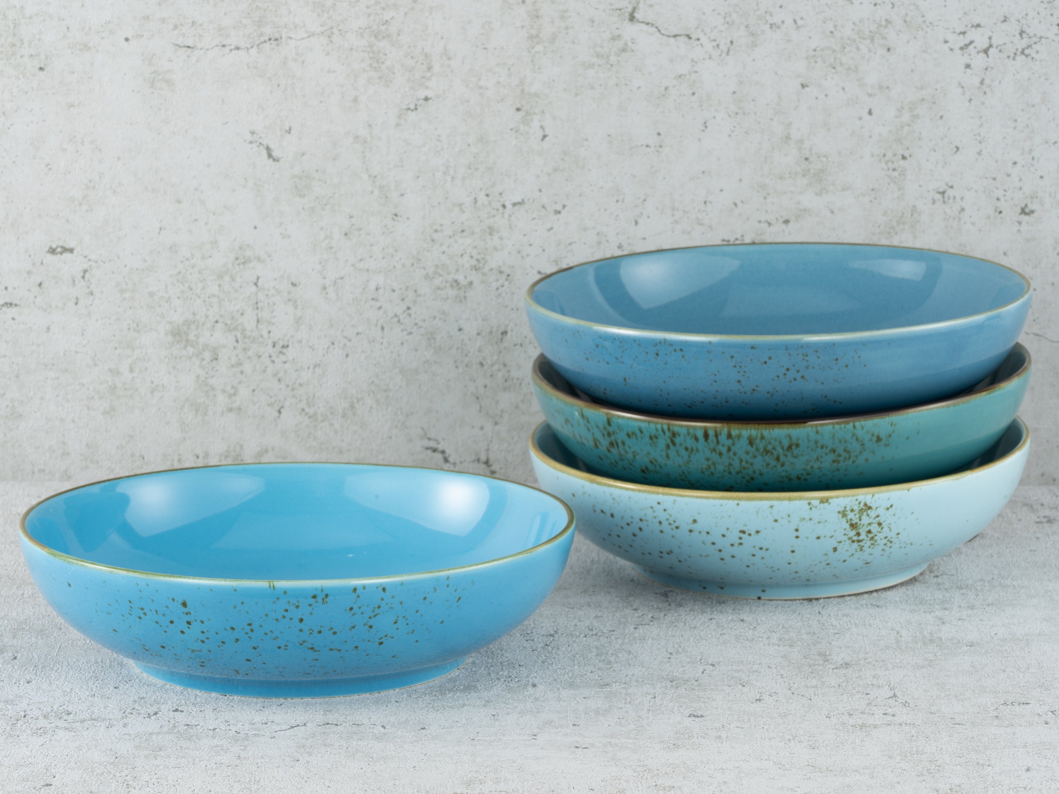 CreaTable Schale NATURE COLLECTION, Steinzeug, (Set, 4-tlg), Servierschale, Naturfarben, Ø 22,5 cm