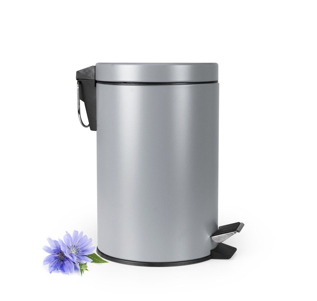 Sendez Mülleimer Kosmetikeimer 3L Badmülleimer Badeimer Treteimer Grau