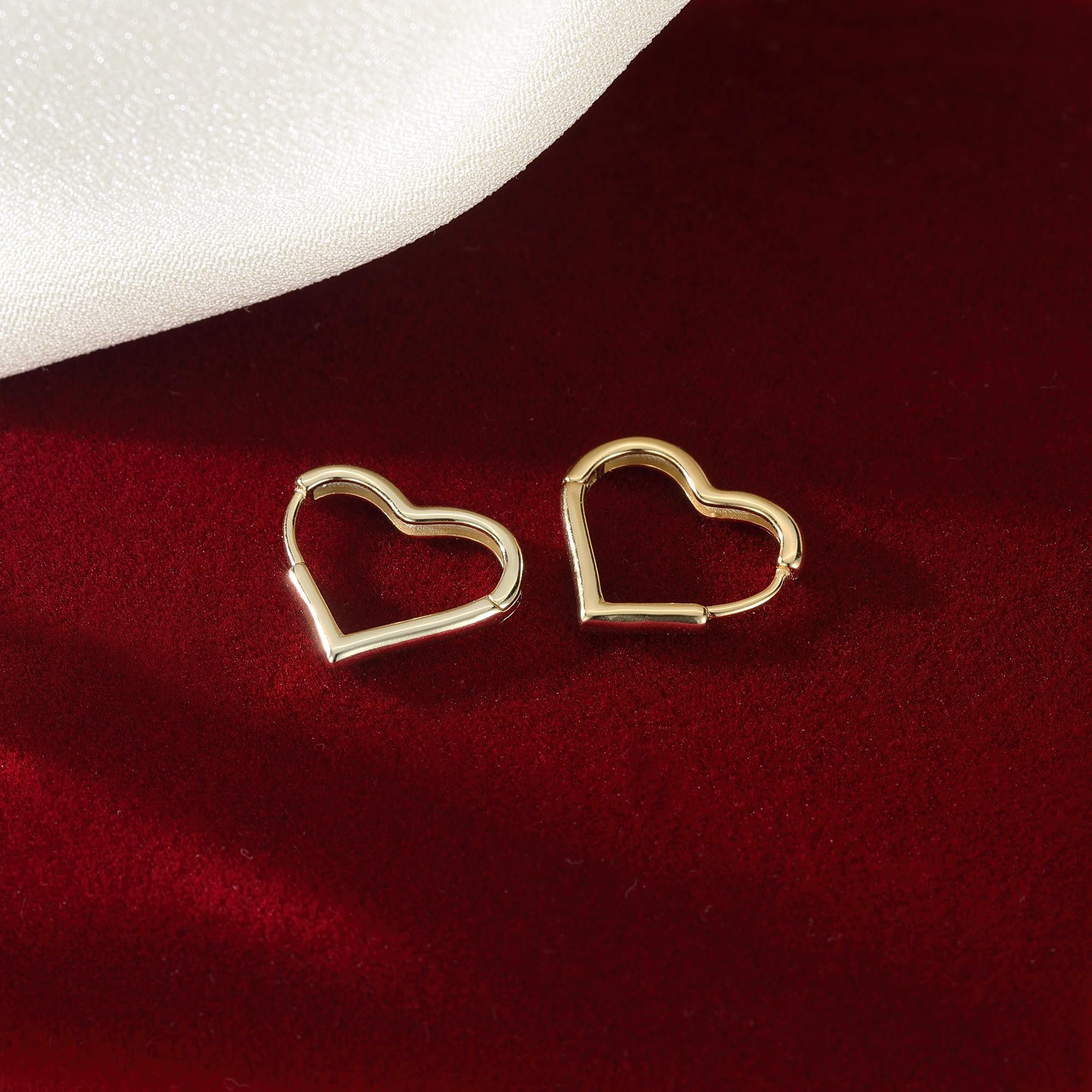 POCHUMIDUU Paar Ohrhänger 925 Mädchen für Herz Sterling Frauen Damen Liebes-Herz-Ohrring-Tropfen (2-tlg), Teenager Silber Ohrringe Süßer GOLD