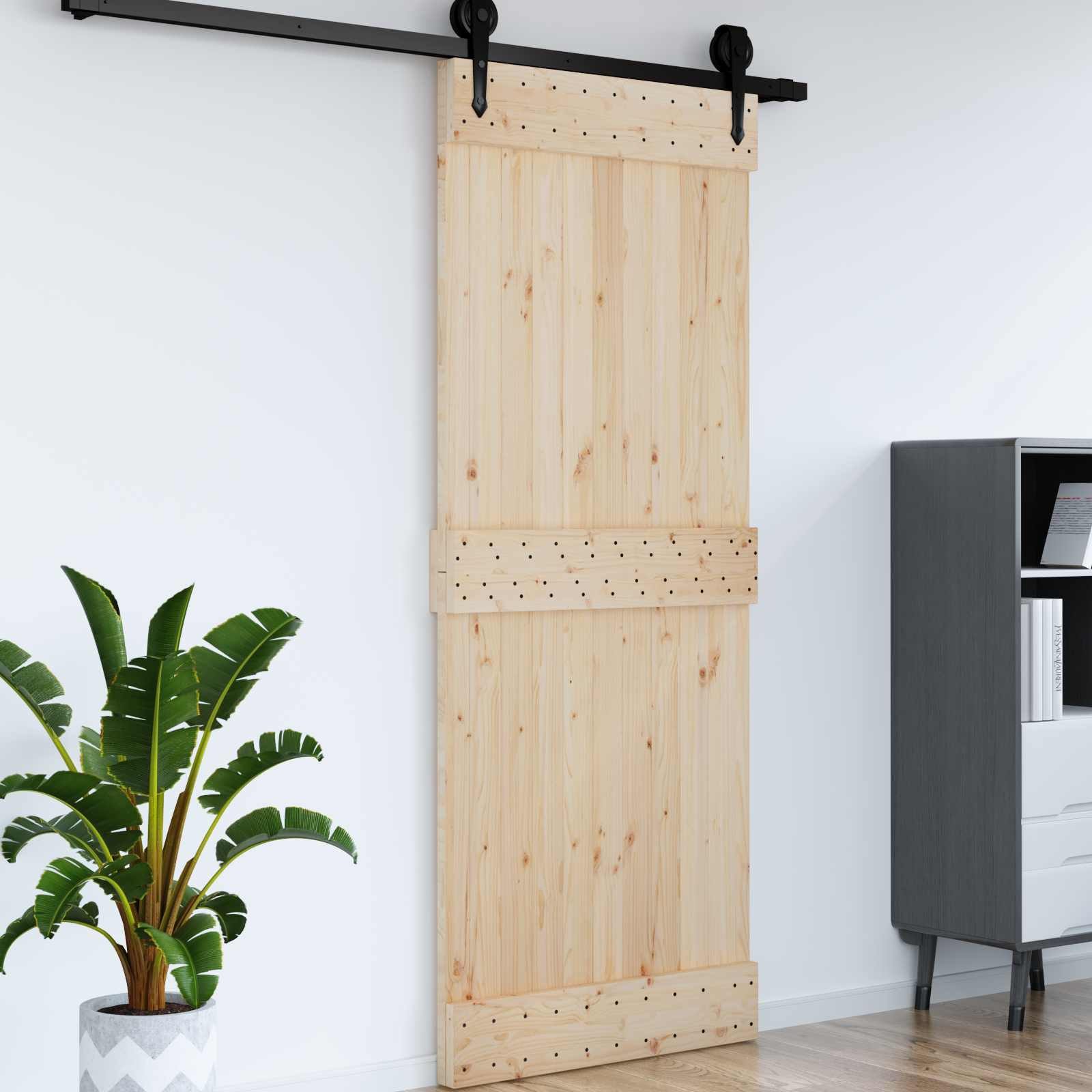 vidaXL Schiebetür Tür NARVIK 90 x 210 cm Massivkiefer (Unbehandelt) Natur (1-St)