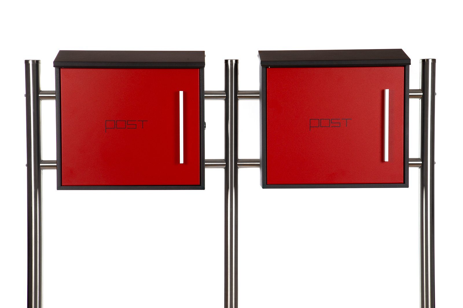 BIRENDY Briefkasten Design Doppel Briefkastenständer Set Ständer und 2  Briefkästen mit Zeitungsfach