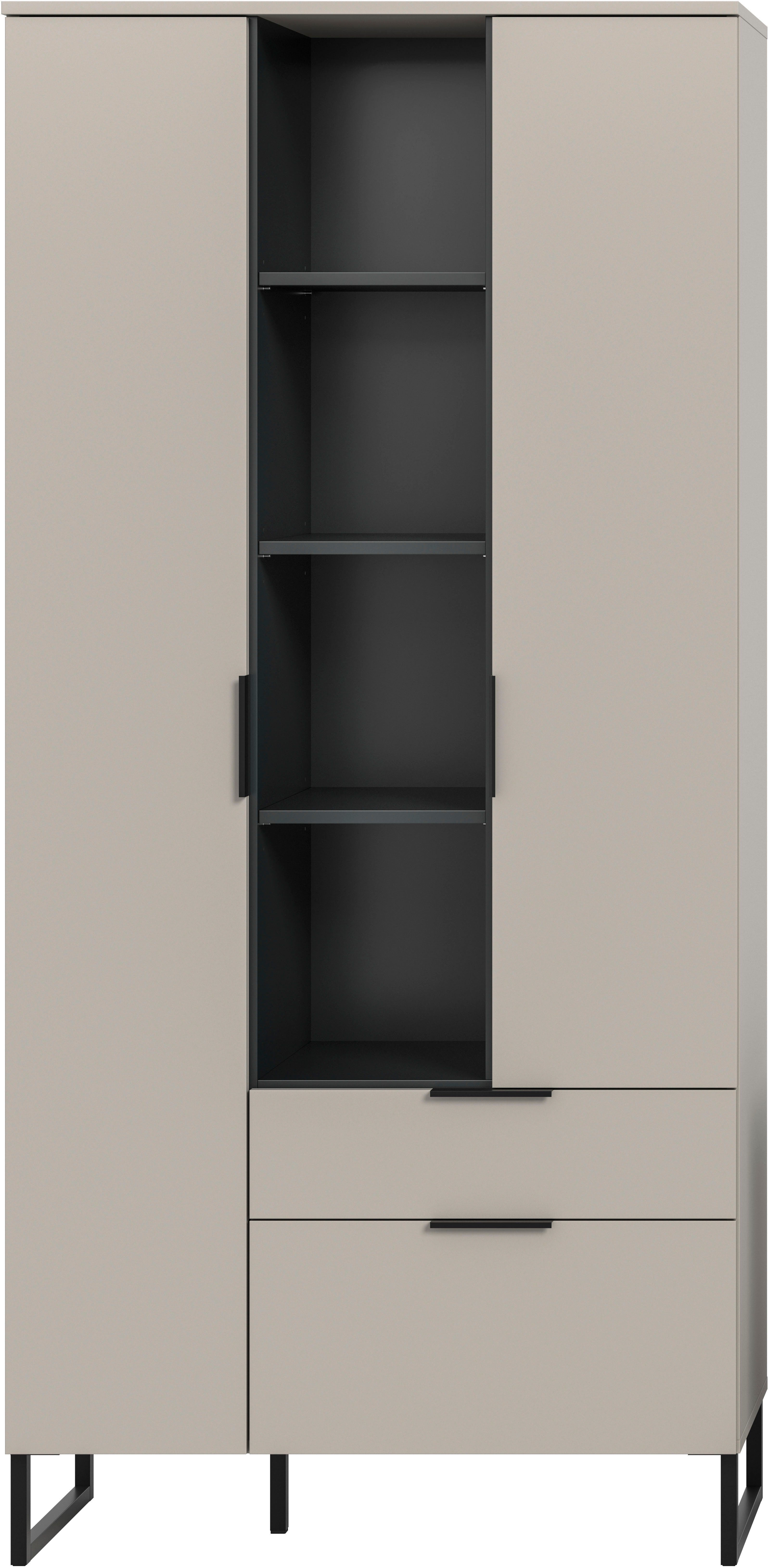 Home affaire Mehrzweckschrank ADIO, Höhe 192 cm, 2 Türen, 1 Schubkasten, 1 Klappe, mit Metall-Kufen (1-St) Schrank, Wohnzimmerschrank, Hochschrank, Stauraumschrank, Highboard