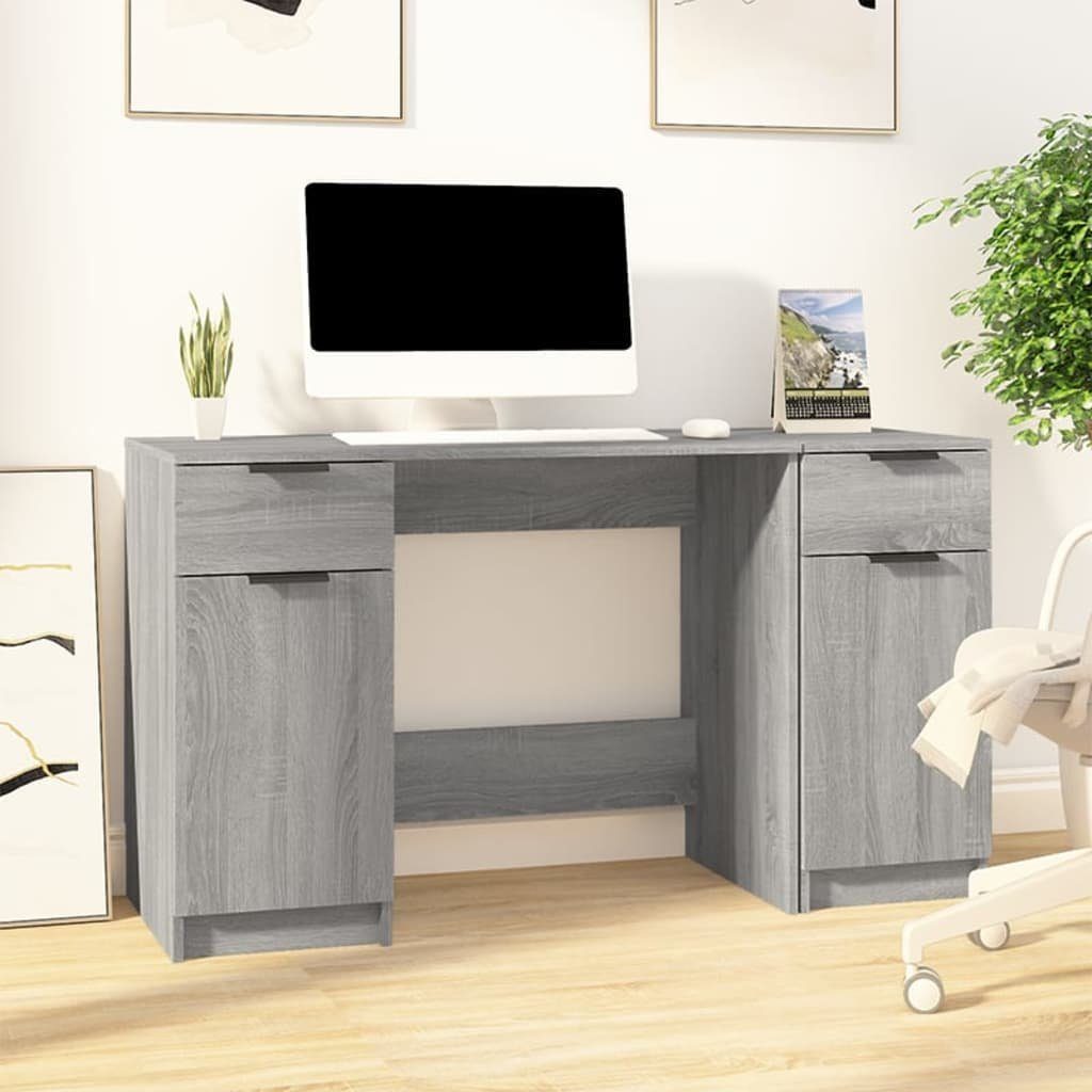 vidaXL Schreibtisch Schreibtisch mit Beistellschrank Grau Sonoma Holzwerkstoff