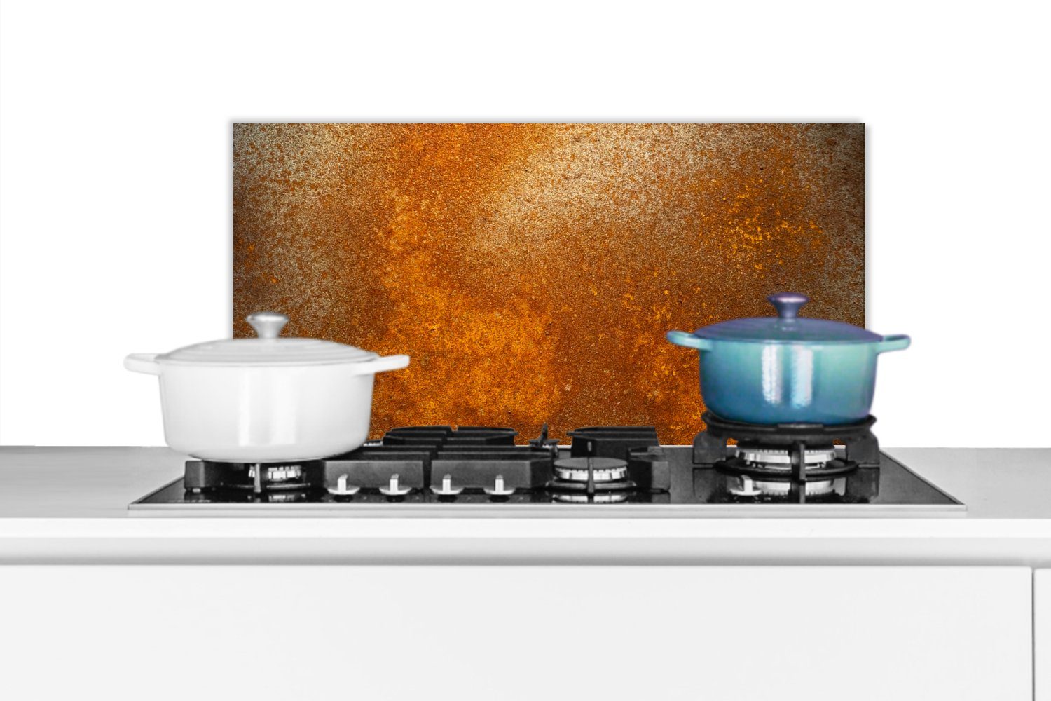 MuchoWow Küchenrückwand Metall - Rost - Orange - Vintage - Industriell, (1-tlg), 60x30 cm, Wandschutz, gegen Fett und Schmutzflecken für Küchen