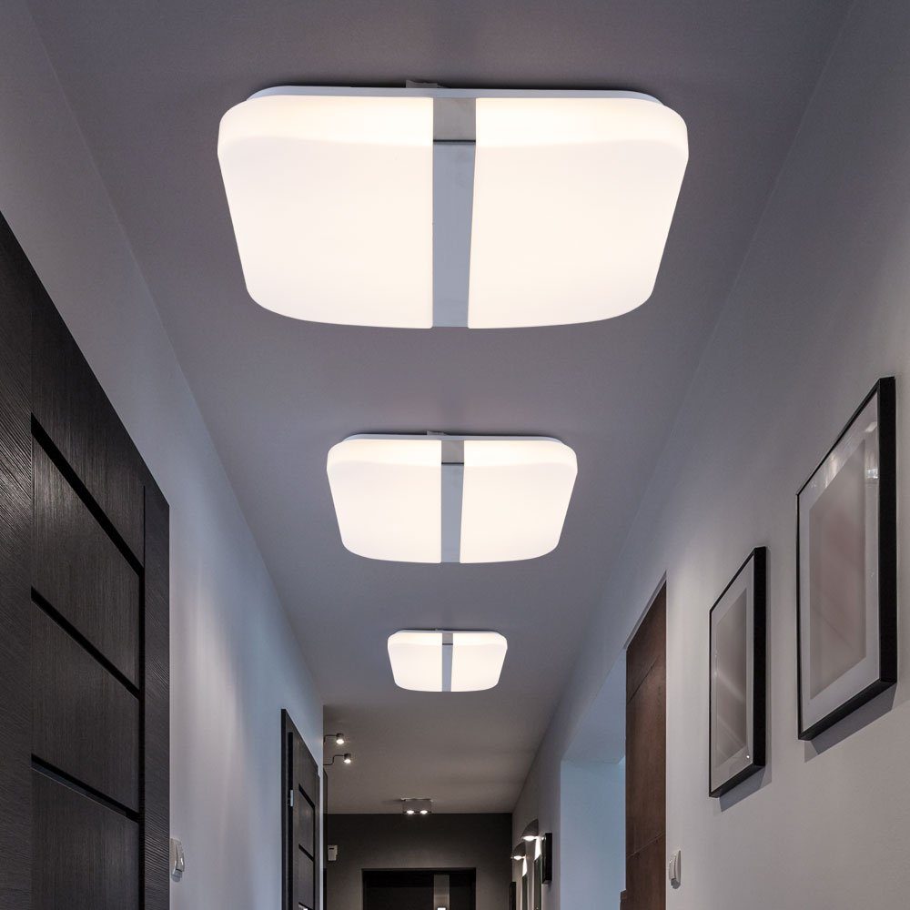 LED Deckenleuchte LED Esszimmerlampe etc-shop Wohnzimmer fest Warmweiß, verbaut, Deckenlampen Chrom Deckenleuchte, LED-Leuchtmittel
