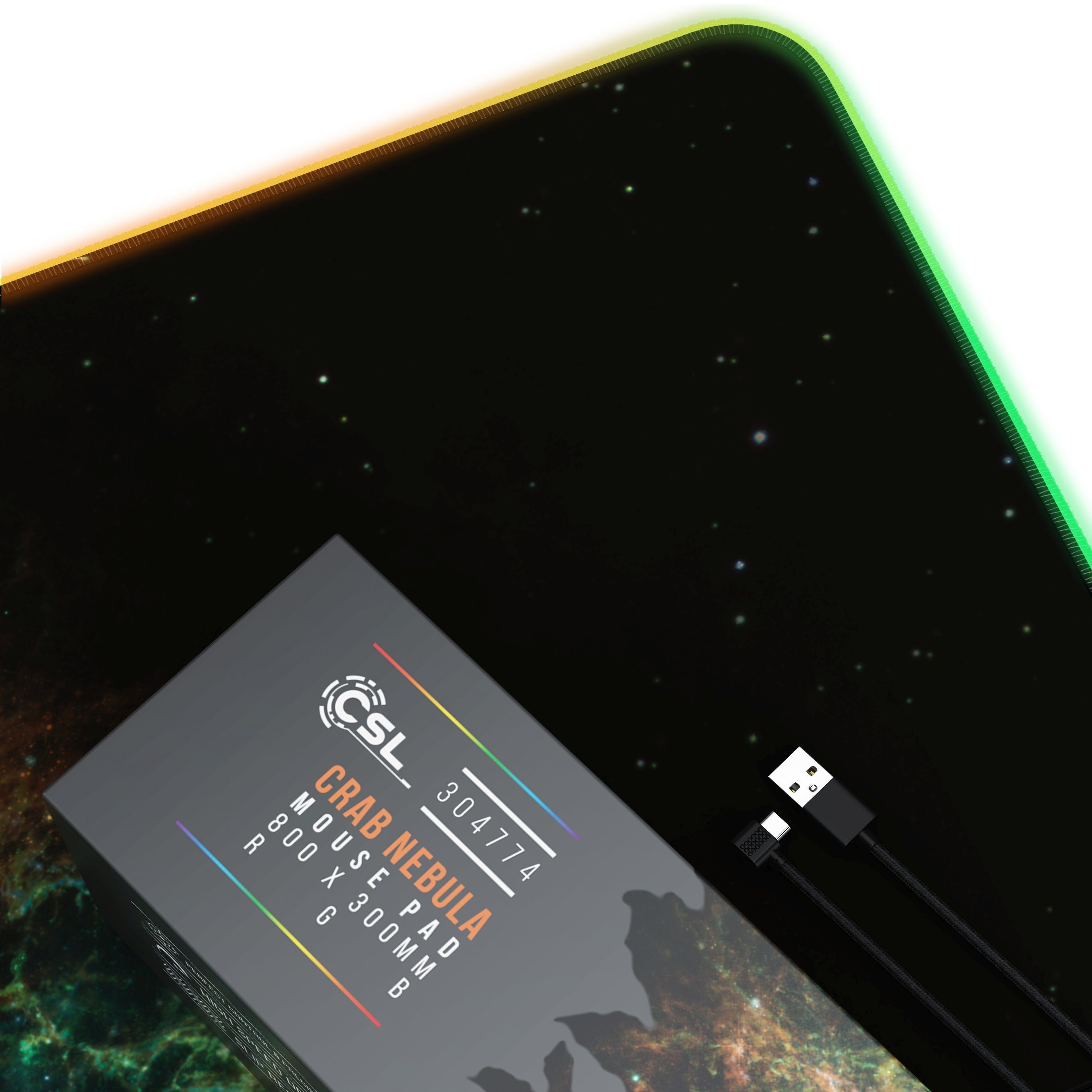 Titanwolf Gaming Mauspad RGB Mousepad 800 x 300 x 3 mm, LED Multi Color XL Tischunterlage, rutschfest, abwaschbar, Geschwindigkeit & Präzision, Galaxie Grün