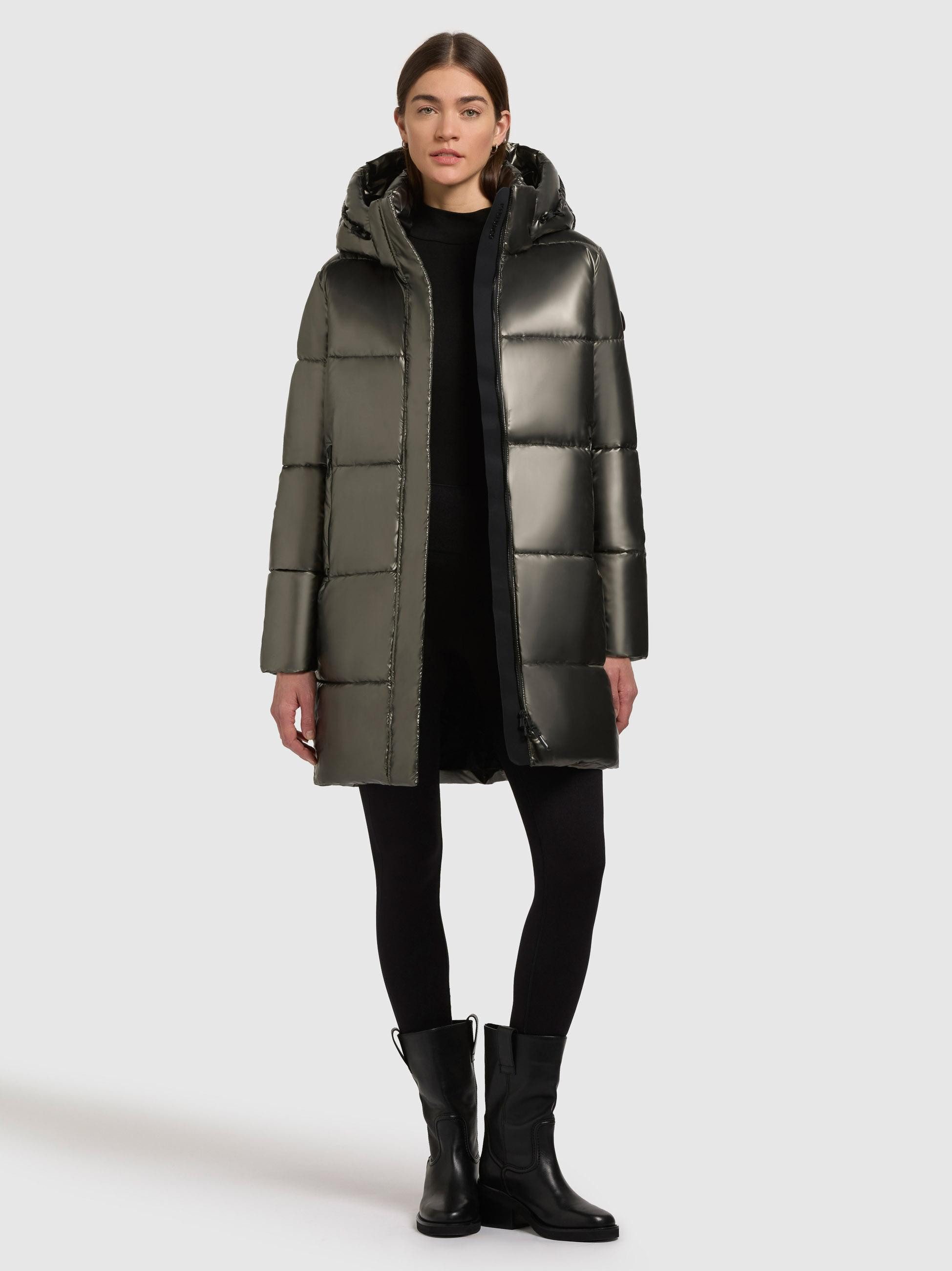 khujo Steppmantel Haya Shiny-YM Wasserdichter gesteppter Damen Winter Kurzmantel