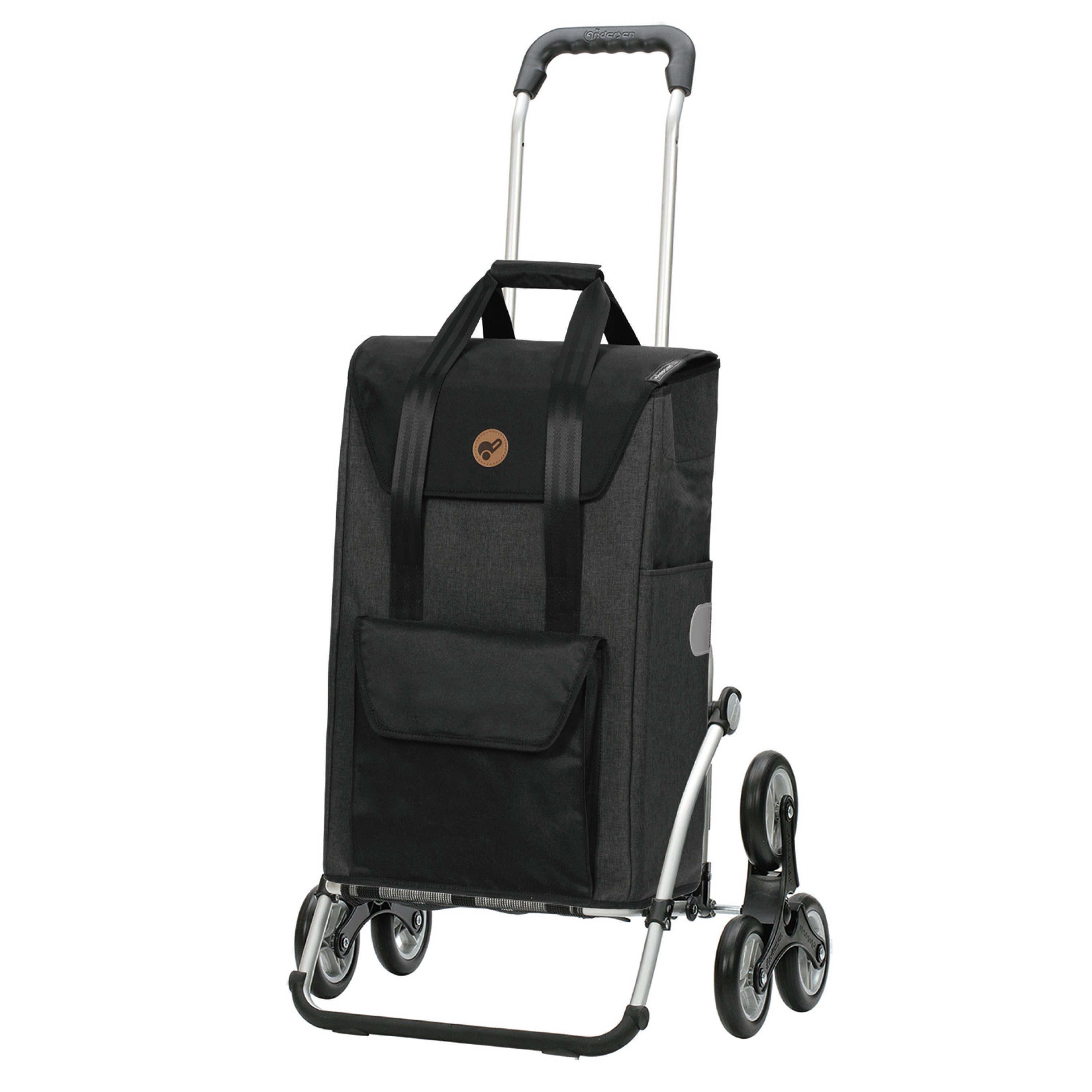 Andersen Einkaufstrolley Treppenst. Royal Sh. Senta 2.0 schwarz, klappbare Ladefläche, belastbar bis 50kg, wasserabweisend
