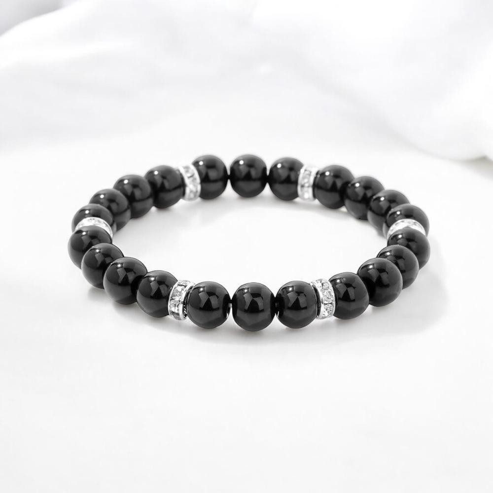 Eden Stone Armband Obsidian Armband Naturstein Perlenarmband Stretch Schwarz Strass (1-tlg) – Bild 3 von 5