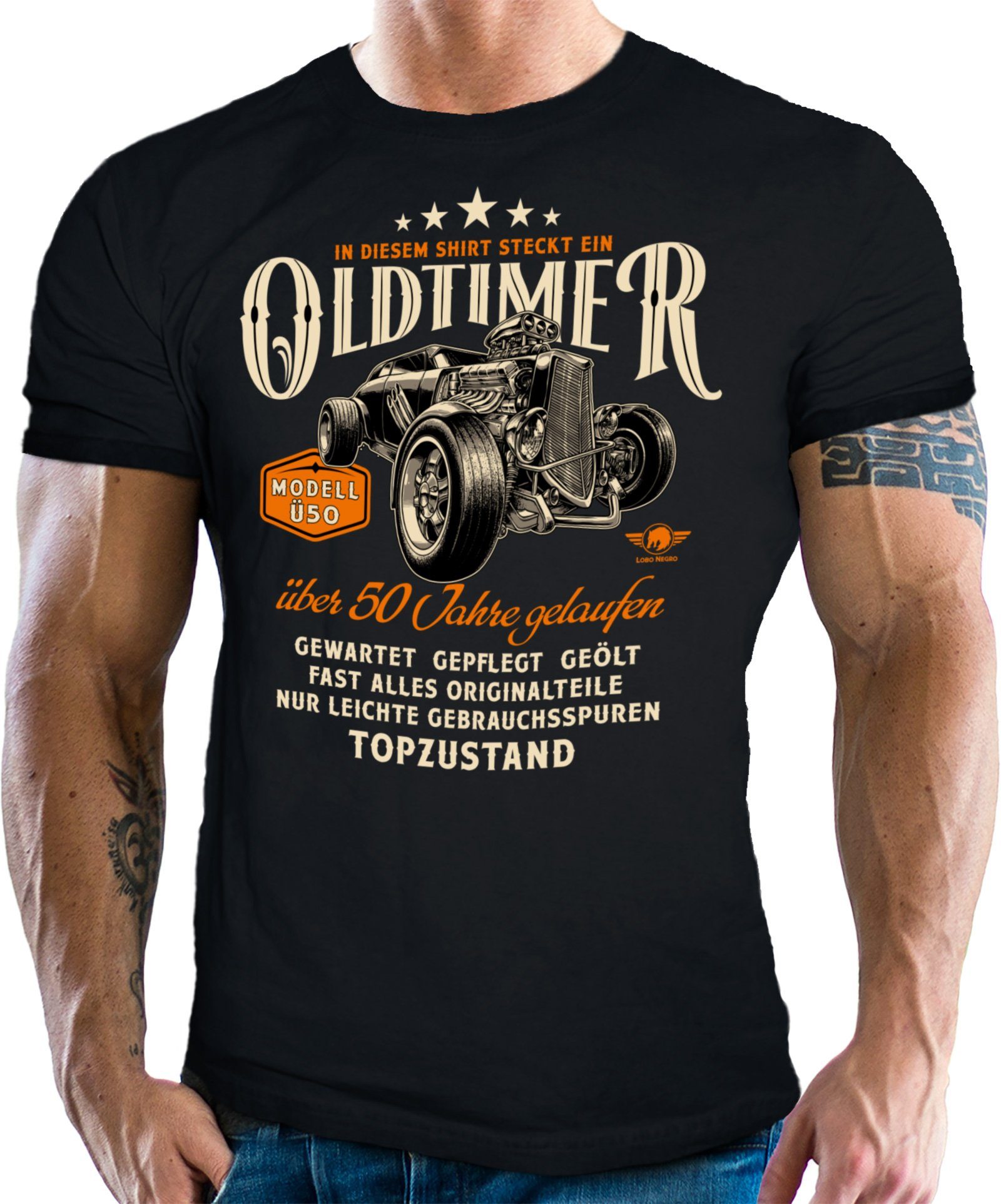 LOBO NEGRO® T-Shirt zum Geburtstag - Oldtimer über 50 Jahre gelaufen Topzustand