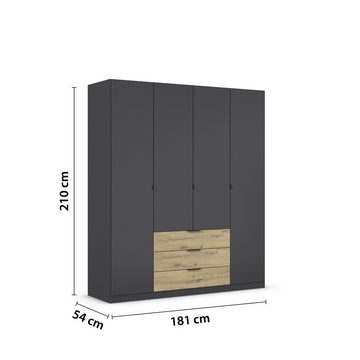 freiraum Drehtürenschrank Davoa in grau metallic / Eiche Artisan - 181x210x54 (BxHxT)