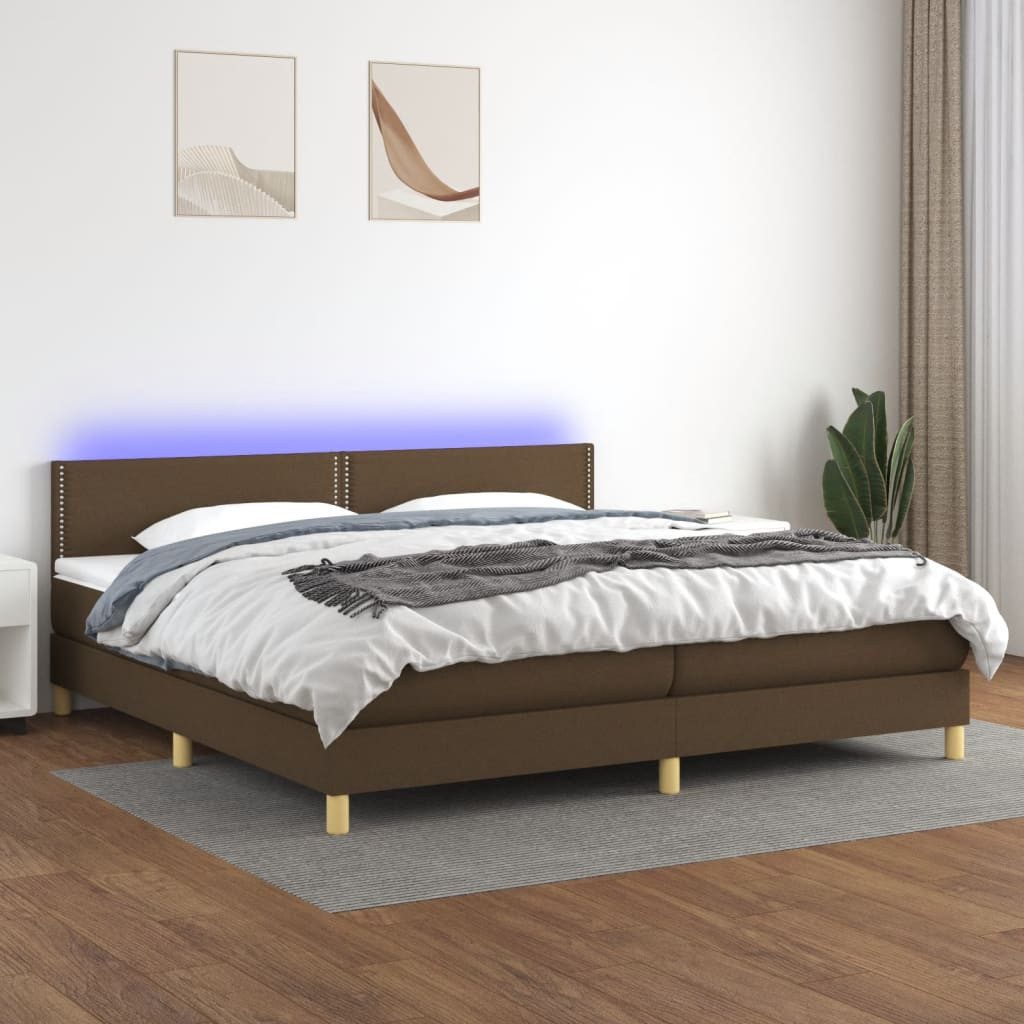 vidaXL Boxspringbett Boxspringbett mit Matratze LED Dunkelbraun 200x200 cm günstig online kaufen