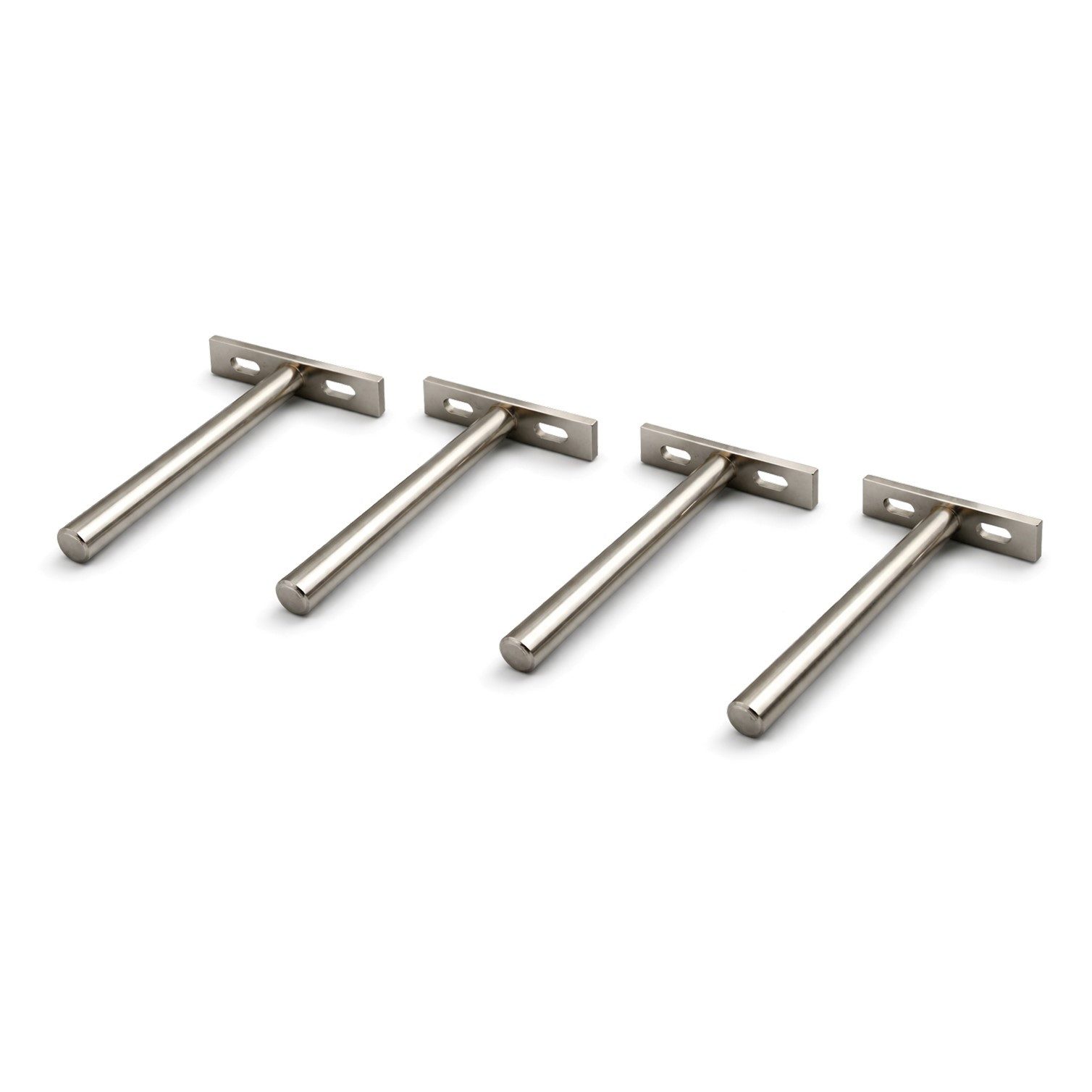 HOOZ Wandregalhalter Tablarträger 10 cm verdeckt stabil für Wand- & Bücherregal 4er Set, Fachbodenträger 4-tlg., Unsichtbare Schwerlast-Befestigung für Holz- und Schweberegale