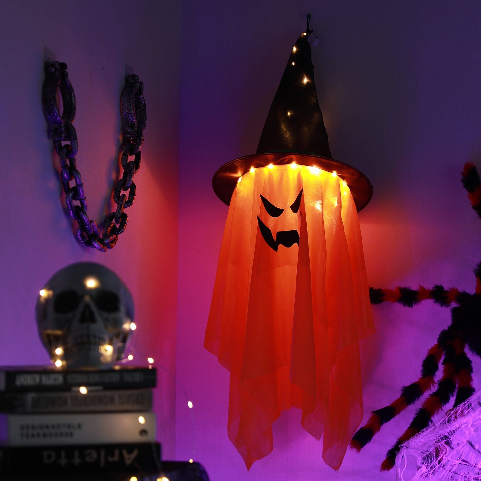 MUPOO LED-Lichterkette Halloween Dekorationen,LED-Geisterlampe, Geisterlich günstig online kaufen