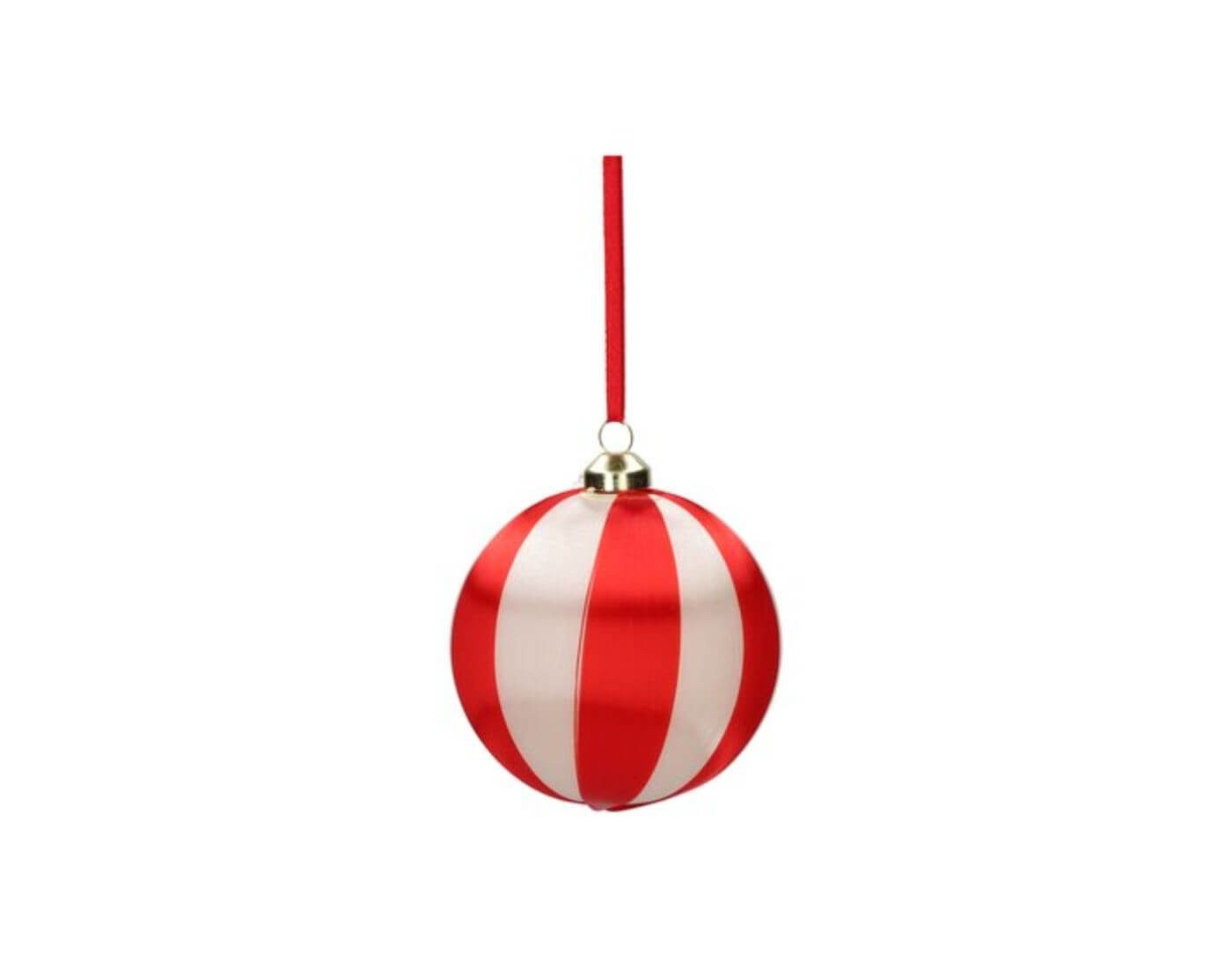 Giftcompany Christbaumschmuck Chinois, Weihnachtskugel, 8cm, Streifen, rot/weiß