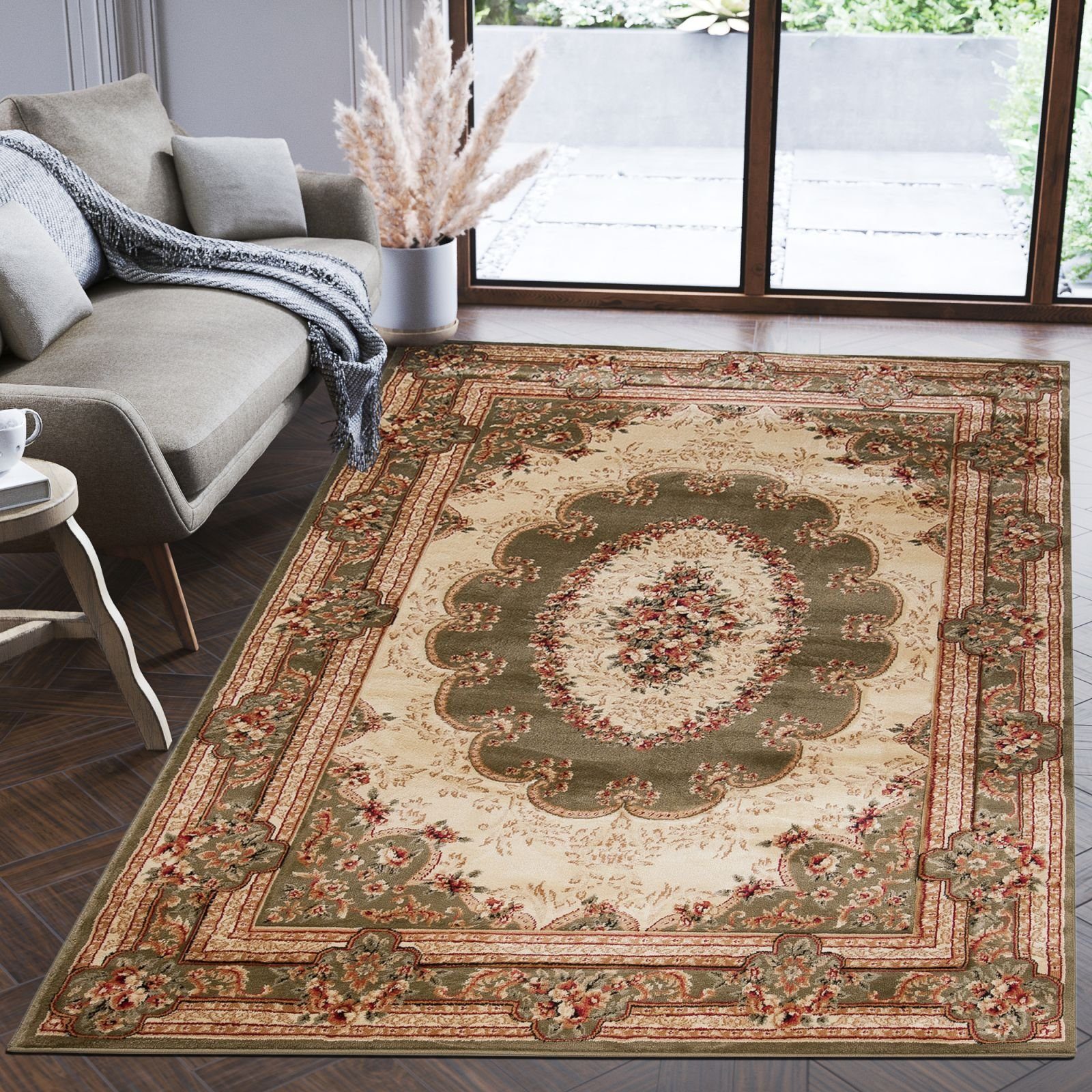 Orientteppich Oriente Teppich - Traditioneller Teppich Orient Grün, Mazovia, 70 x 140 cm, Geeignet für Fußbodenheizung, Pflegeleicht, Wohnzimmerteppich