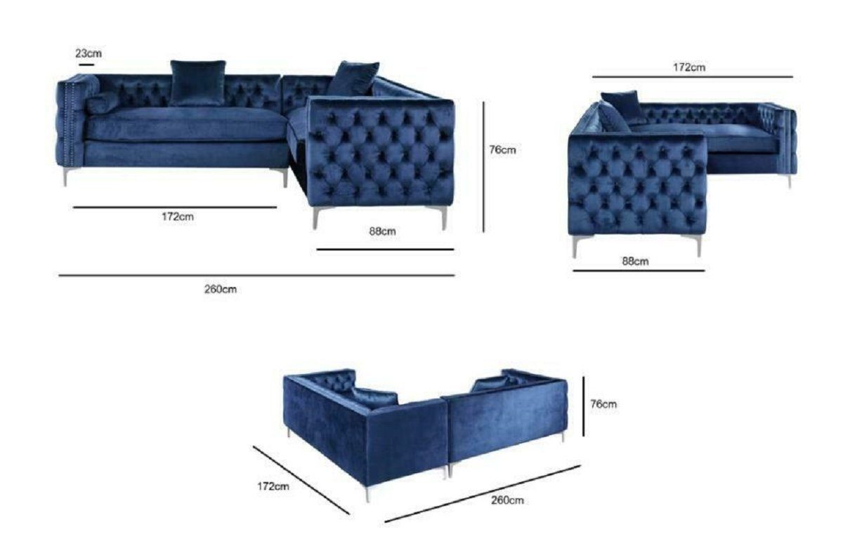 Luxus Ecksofa in Blaue Neu, JVmoebel Moderne Chesterfield Sofa Europe Eckcouch L-Form Polster Made