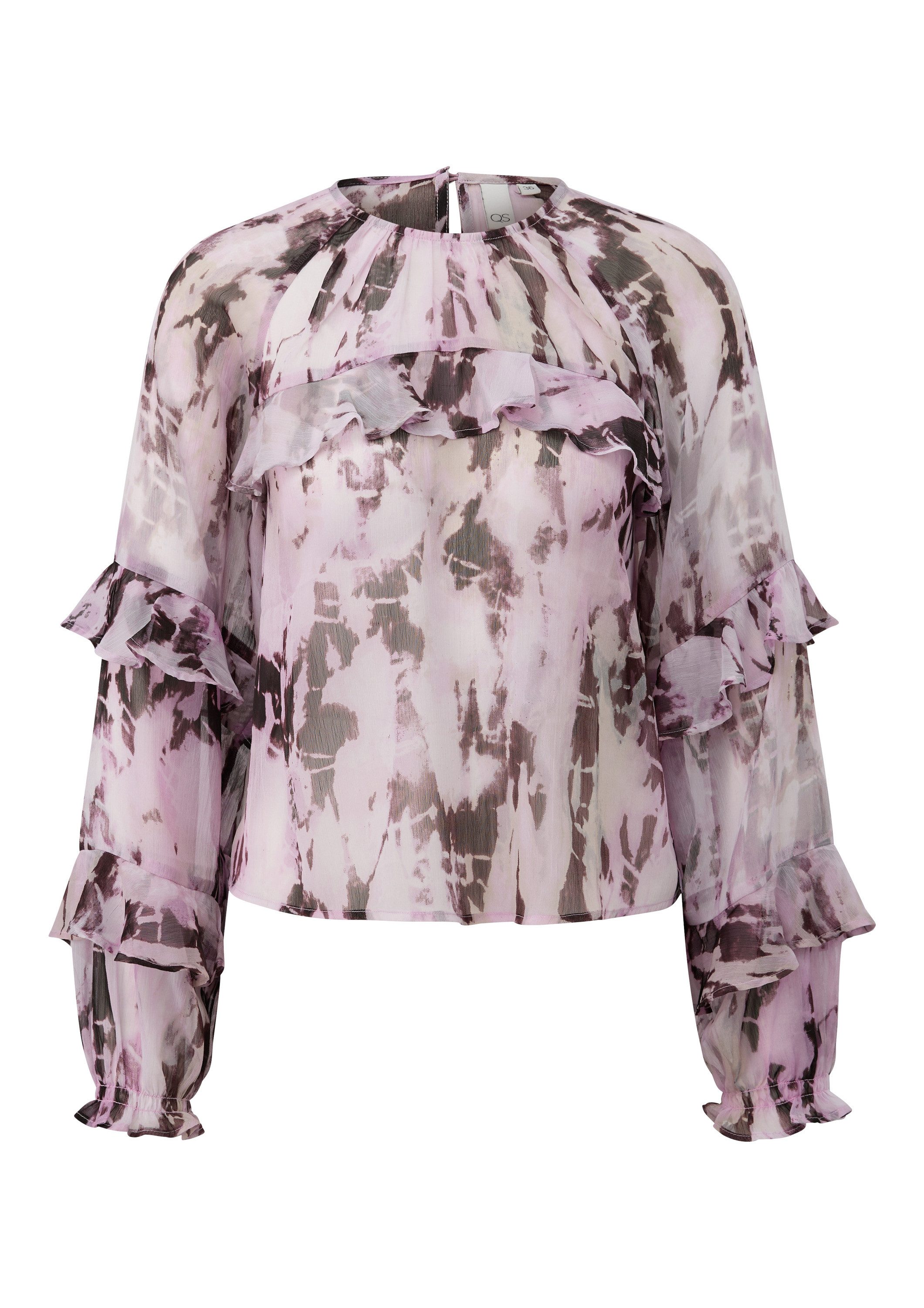 QS Langarmbluse Bluse Chiffonbluse mit Rüschen günstig online kaufen