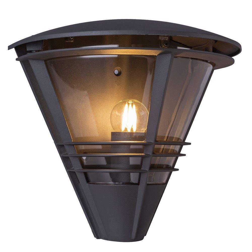 GLOBO LIGHTING Außen-Wandleuchte, Leuchtmittel inklusive, Wandleuchte anthrazit Außenlampe Garten Fassadenleuchte, Aluminium