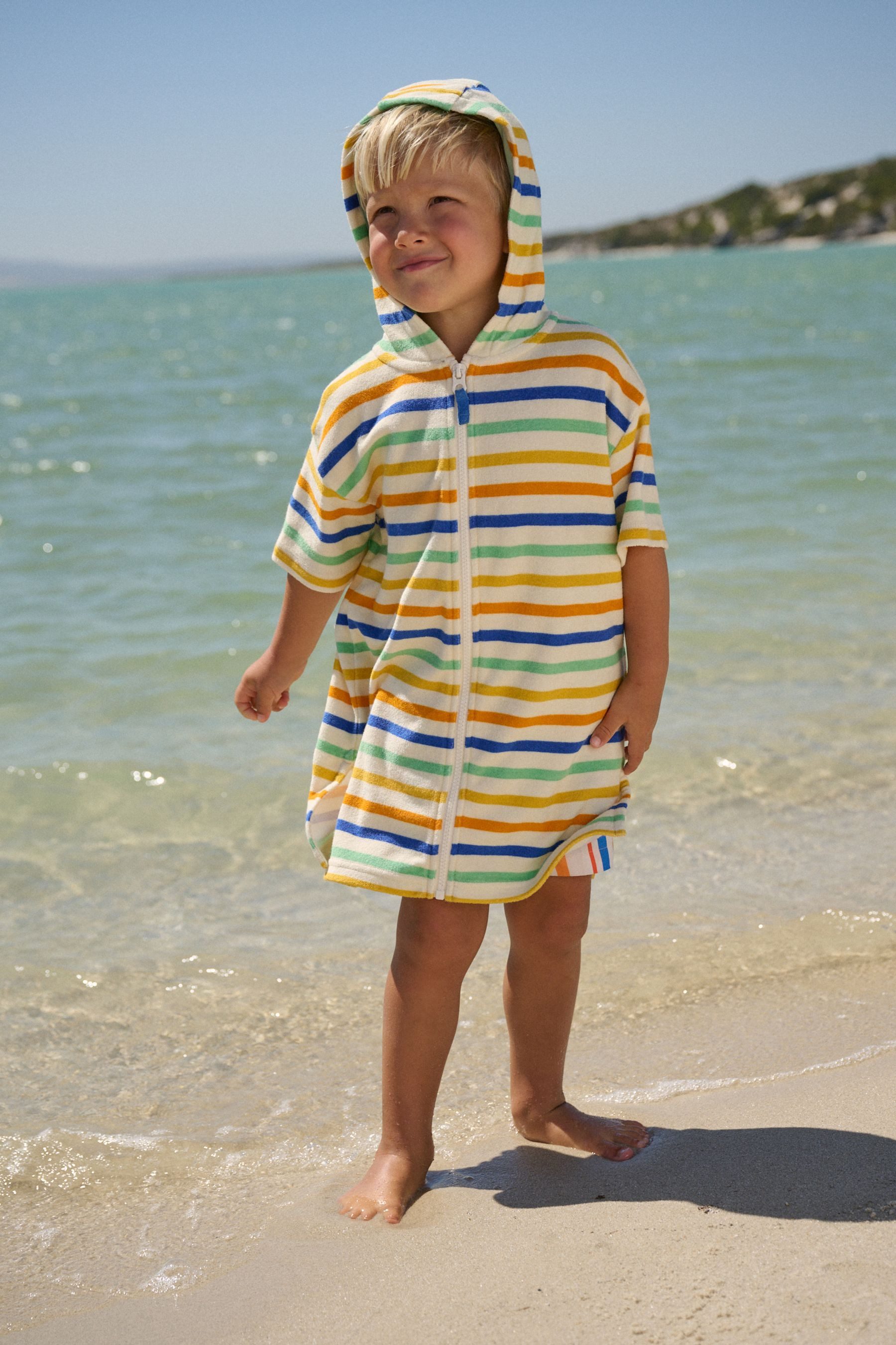 Next Badeponcho Frottee-Cover-up mit durchgehendem Reißverschluss, Baumwolle