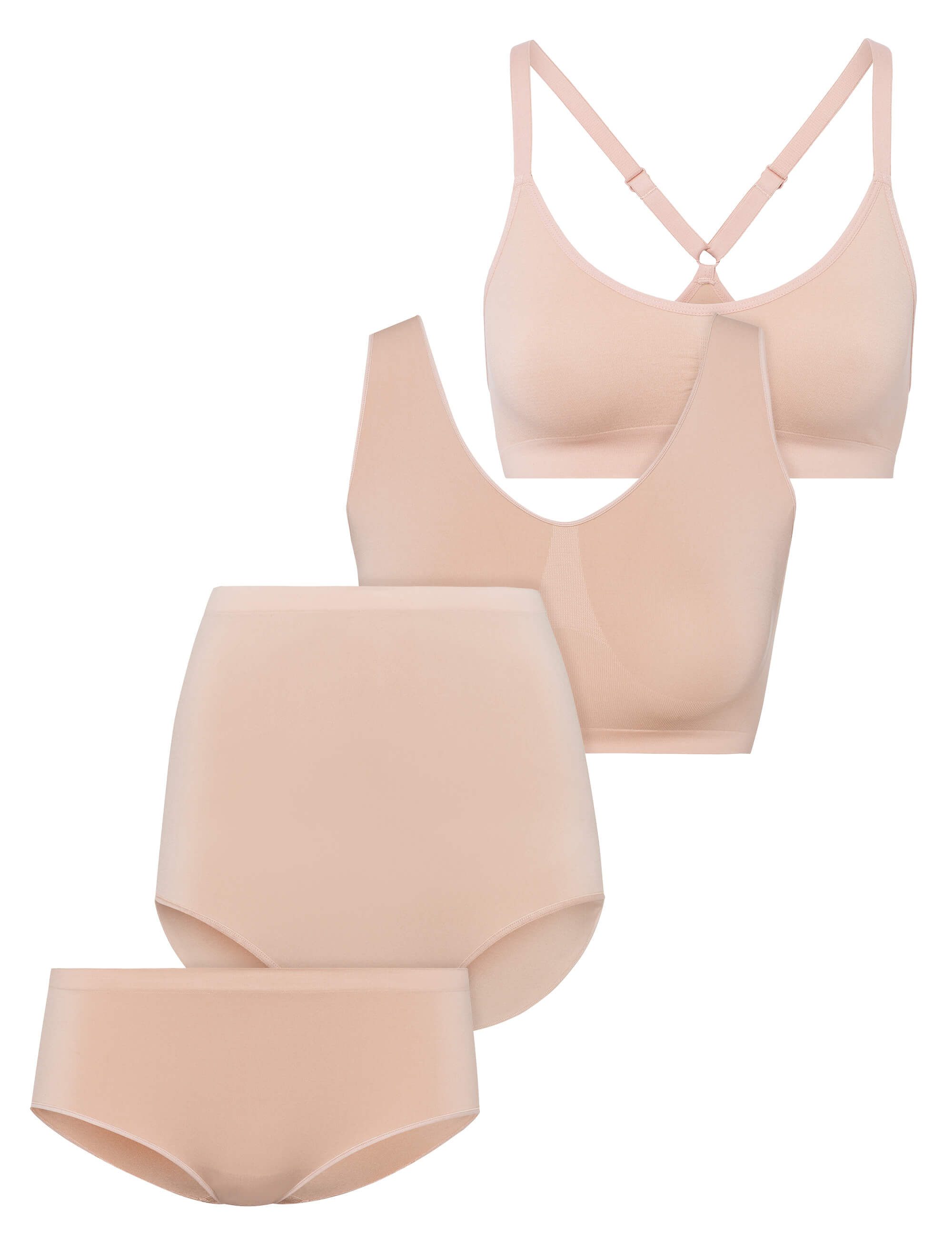 Beedees Bustier Comfee Pure (1, 1-tlg., 1) mit Crop Top, Bralette, Taillenslip & Panty - alles in einer Box