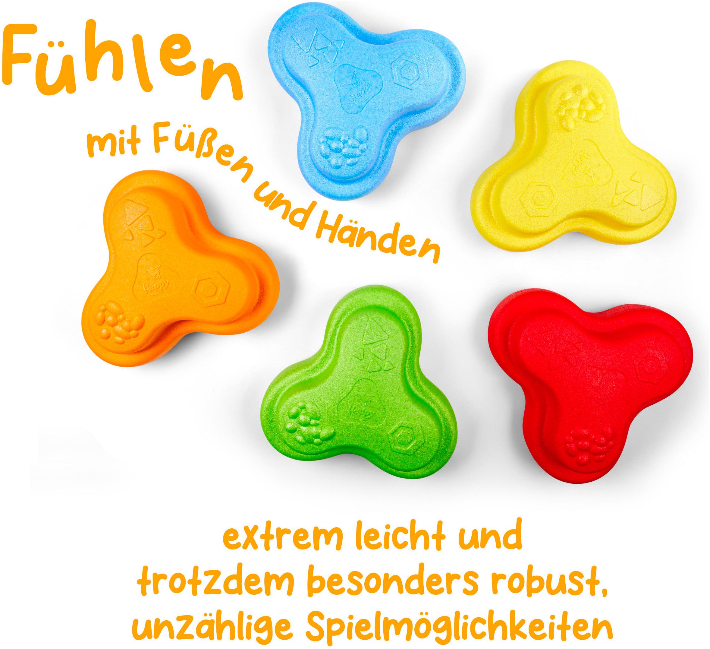 BIG Balancetrainer BIG Heppy Rocks, Spielsteine, mit drei verschiedenen Oberflächenstrukturen