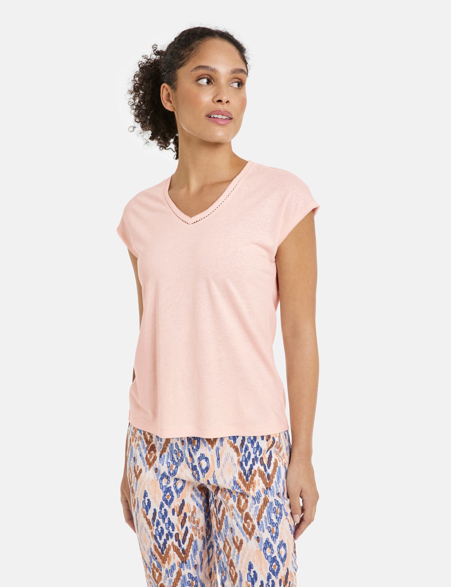 GERRY WEBER Shirtbluse Kurzarmshirt mit Chiffonblende