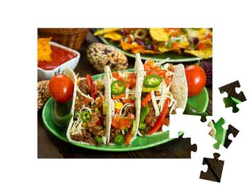 puzzleYOU Puzzle Frisch zubereitete Rindfleisch-Tacos, 48 Puzzleteile, puzzleYOU-Kollektionen Mexikanisches Essen