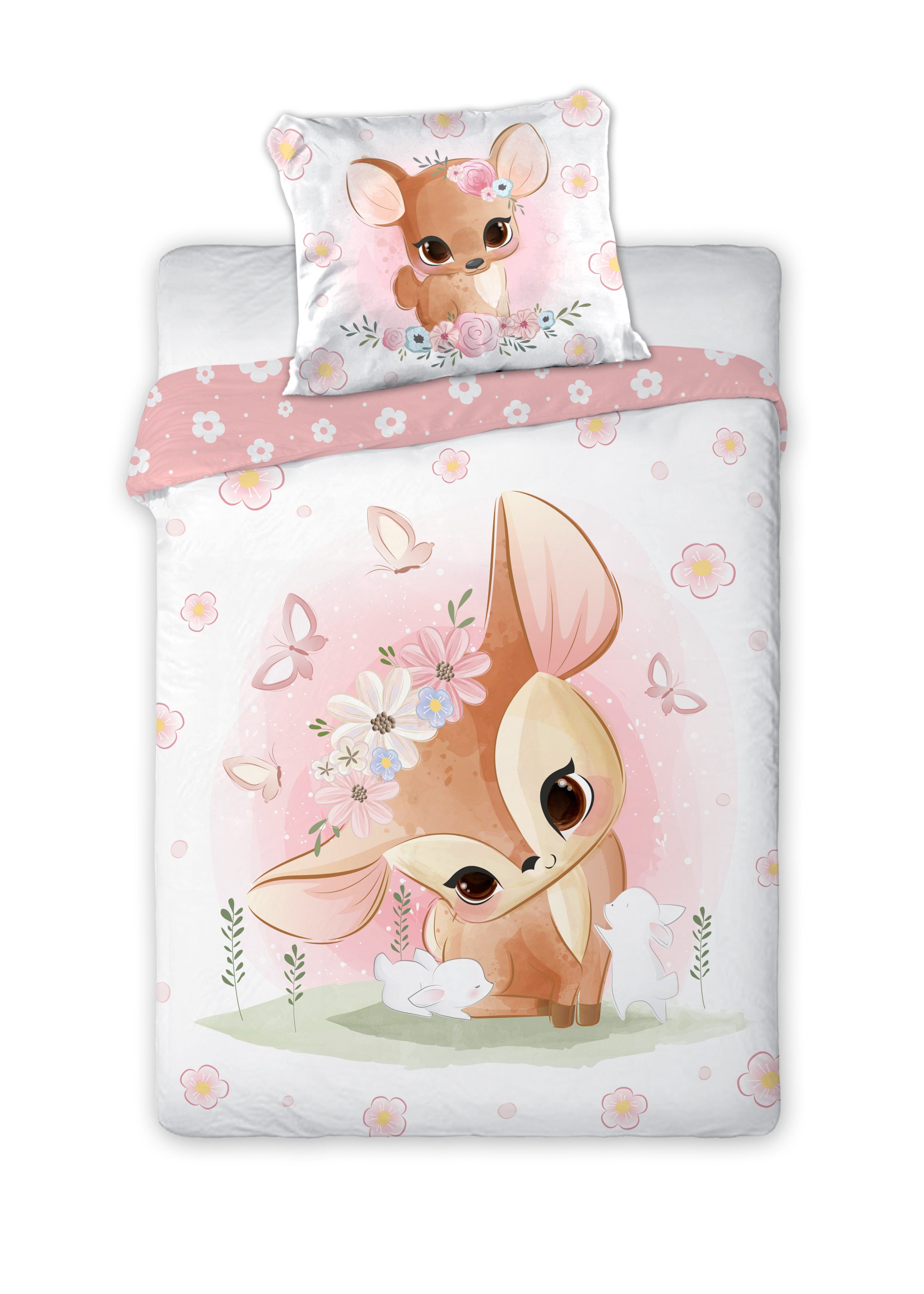 FARO pln Babybettwäsche Wendebettwäsche Set 2tlg. 100% Baumwolle Gr.: 100x135 cm, 40x60 cm, Baumwolle, 2 teilig