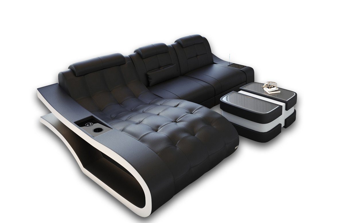 L Bettfunktion - Dreams mit Ecksofa Sofa Polster Sofa Form Stoff Couch, mit H Stoffsofa Elegante wahlweise H5grau-schwarz LED,