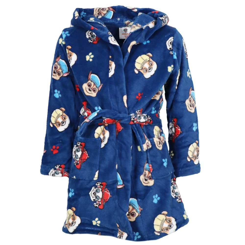 PAW PATROL Kinderbademantel Paw Patrol Chase Marshall Jungen Fleece Bademantel mit Kapuze, langarm, Polyester, Kapuze, Gürtel, Gr. 98 bis 128, Taschen