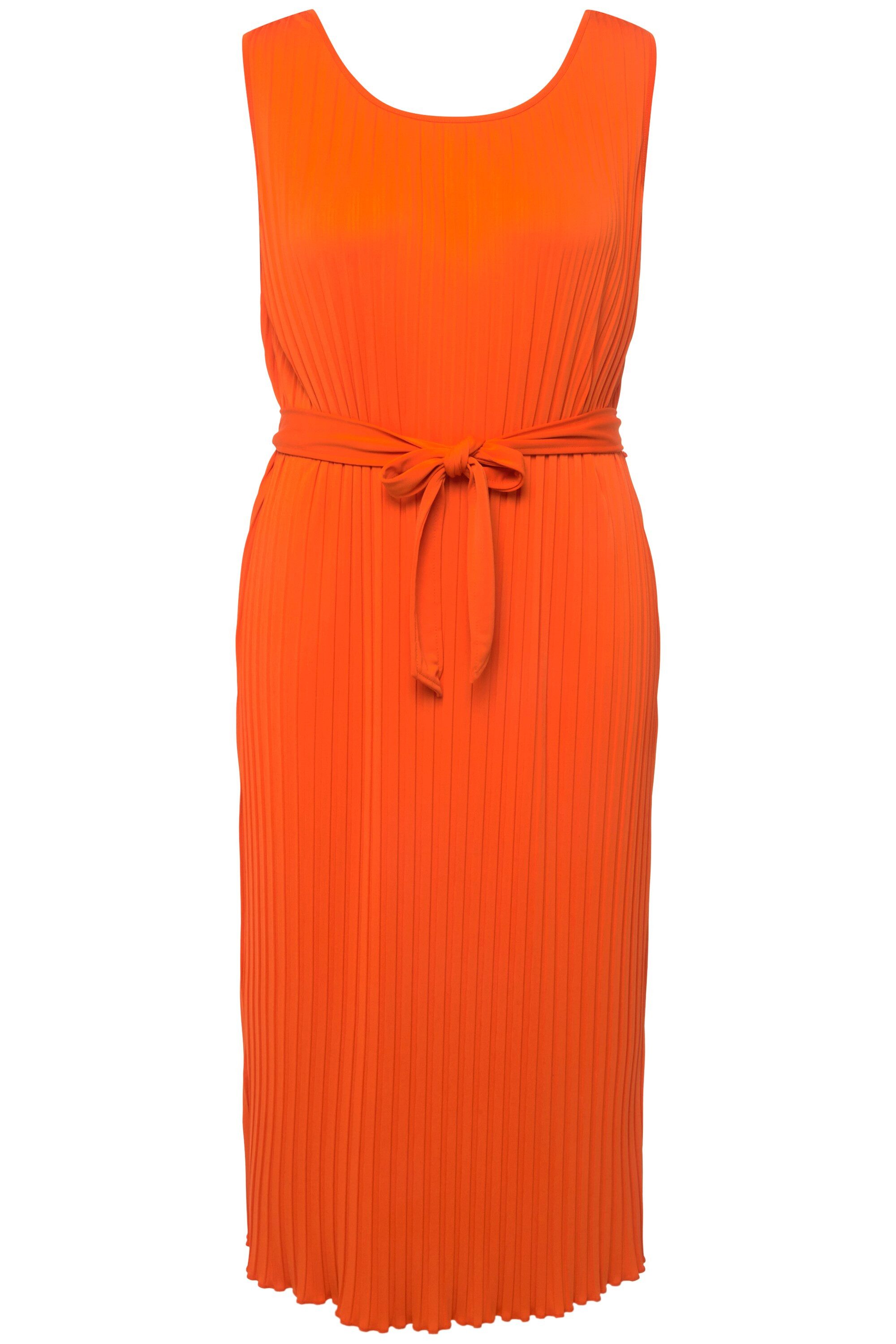 Ulla Popken Midikleid Plissee-Kleid A-Linie Rundhals günstig online kaufen