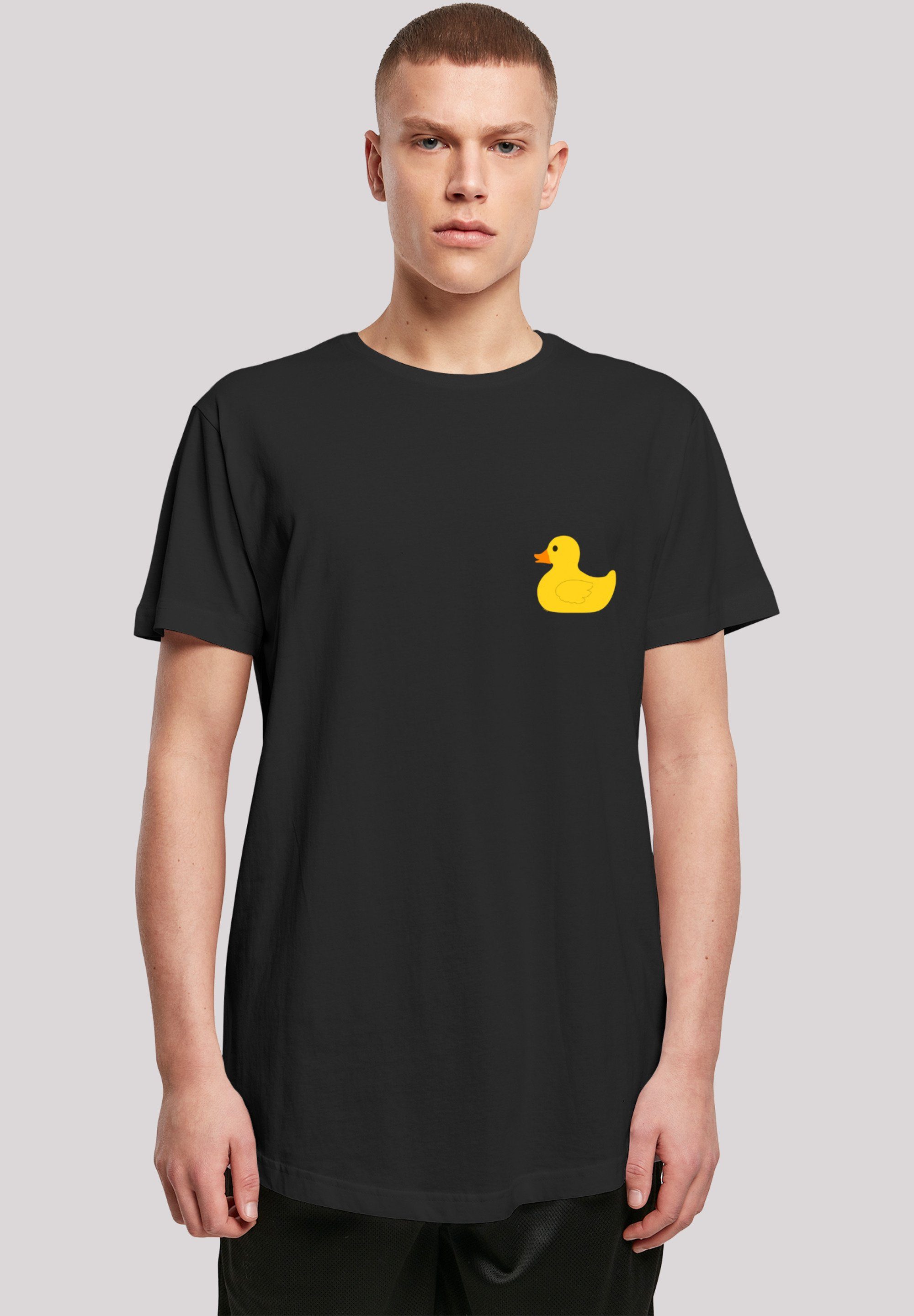 LONG cm groß und Rubber T-Shirt trägt 180 Yellow M Print, Duck F4NT4STIC ist Model Größe Das
