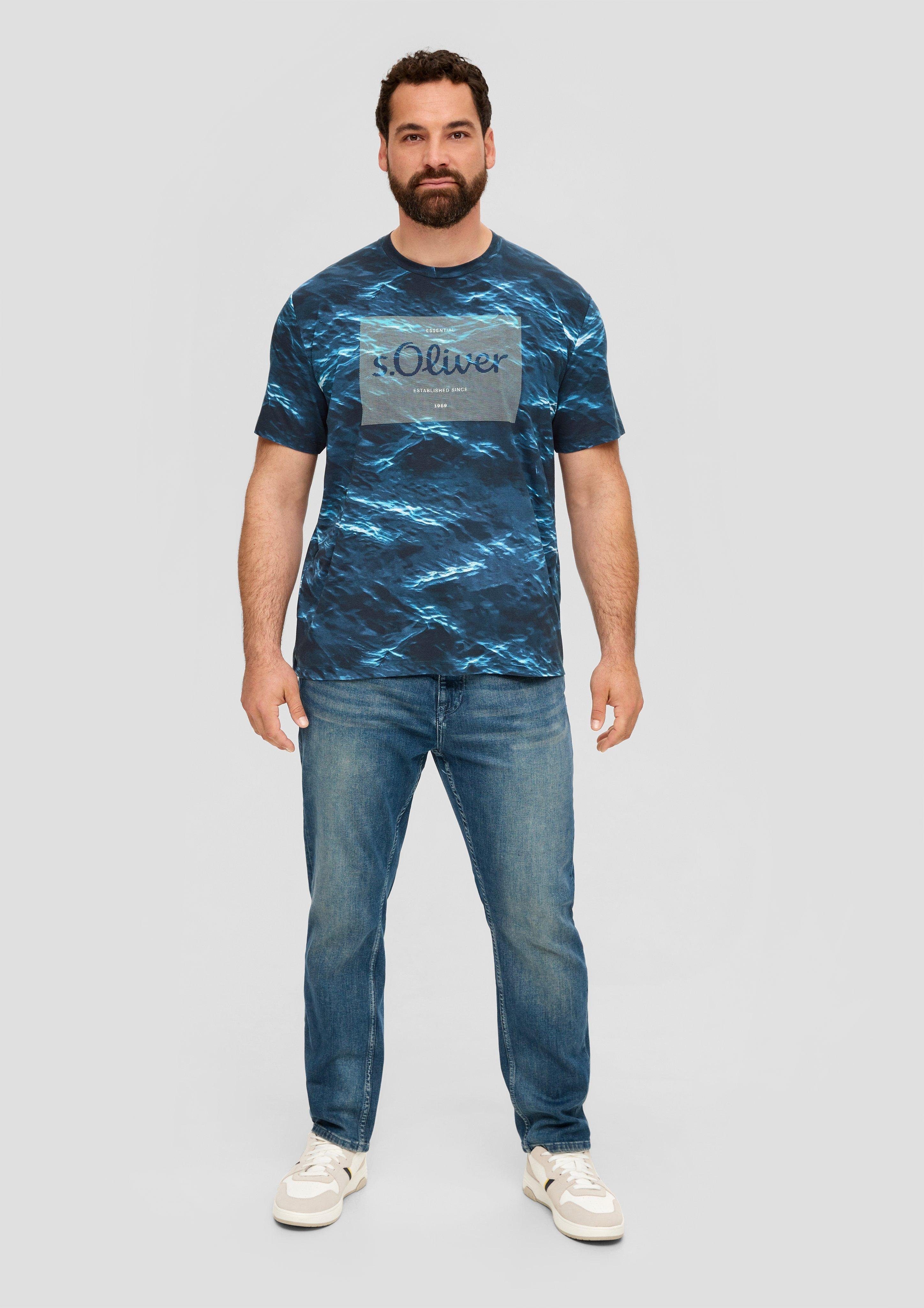 s.Oliver Baumwollstretch Print-Shirt Kurzarmshirt aus