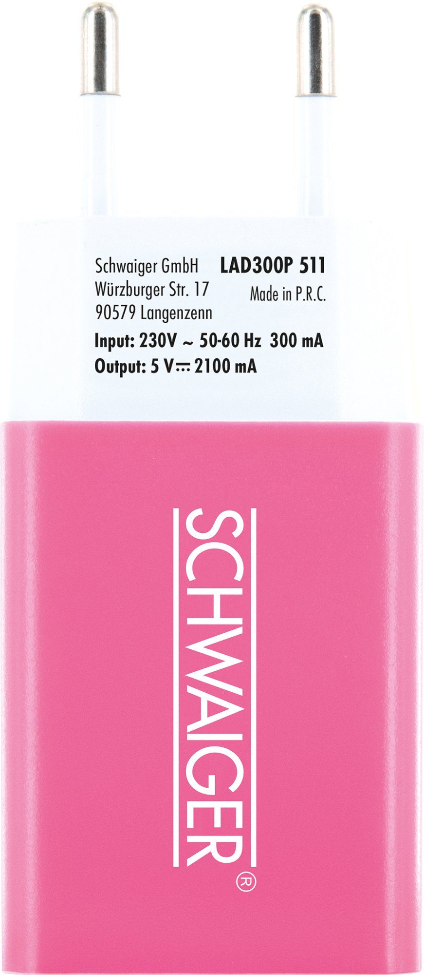 Schwaiger LAD300P 511 KFZ-Adapter 2.0 Multi-Schutz Eurostecker integriertes A Sicherheitssystem USB Buchse, pink zu